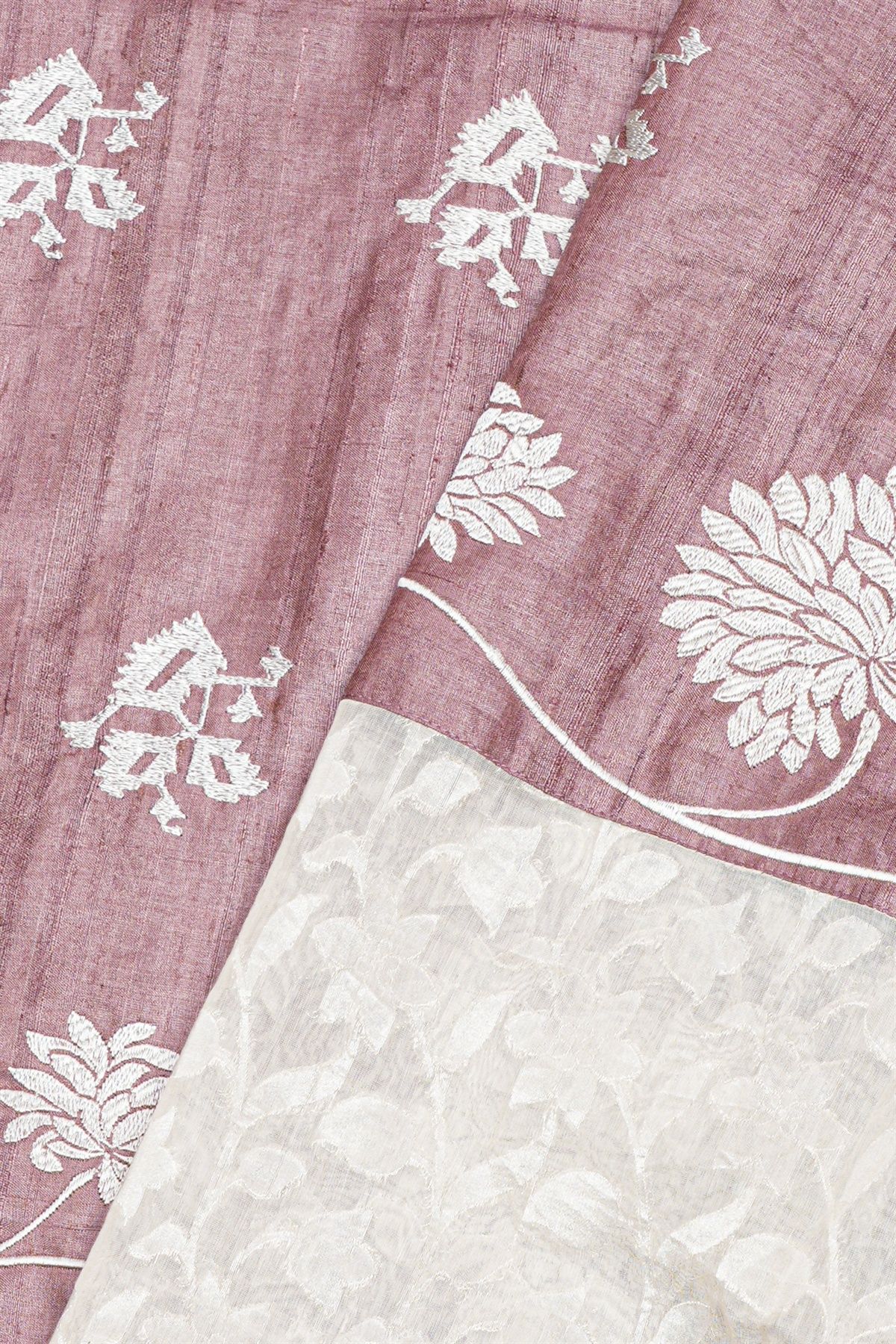 Designer Tussar Brown Saree