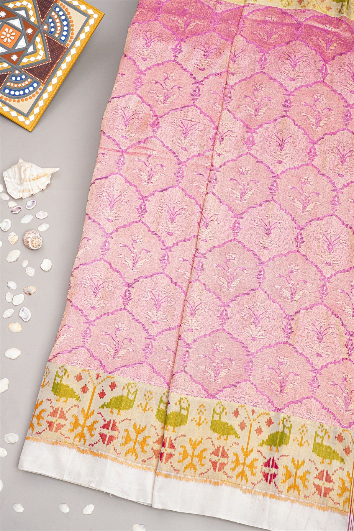 Designer Tussar Dual Colour Saree with Ikat fusion