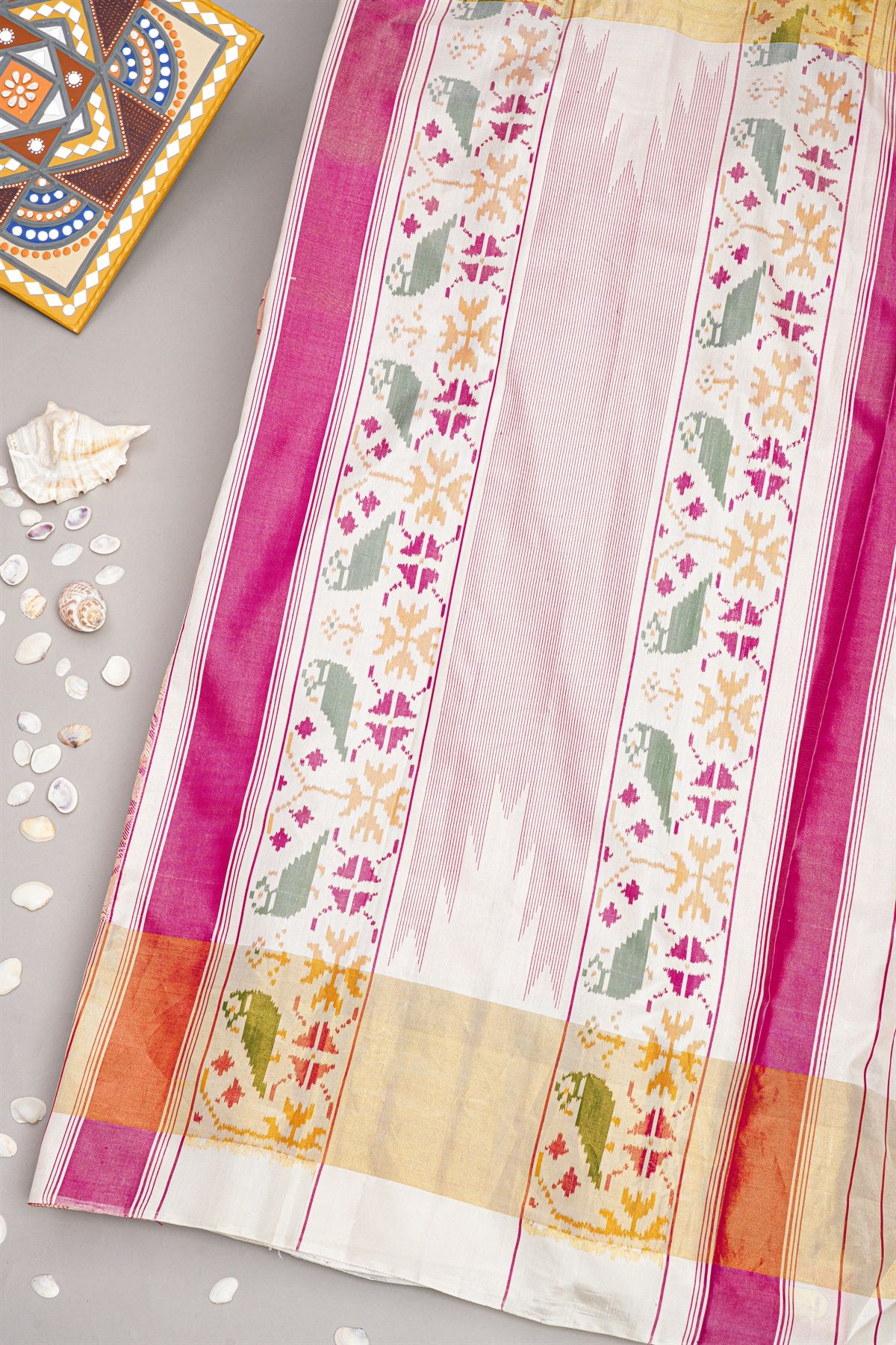 Designer Tussar Dual Colour Saree with Ikat fusion