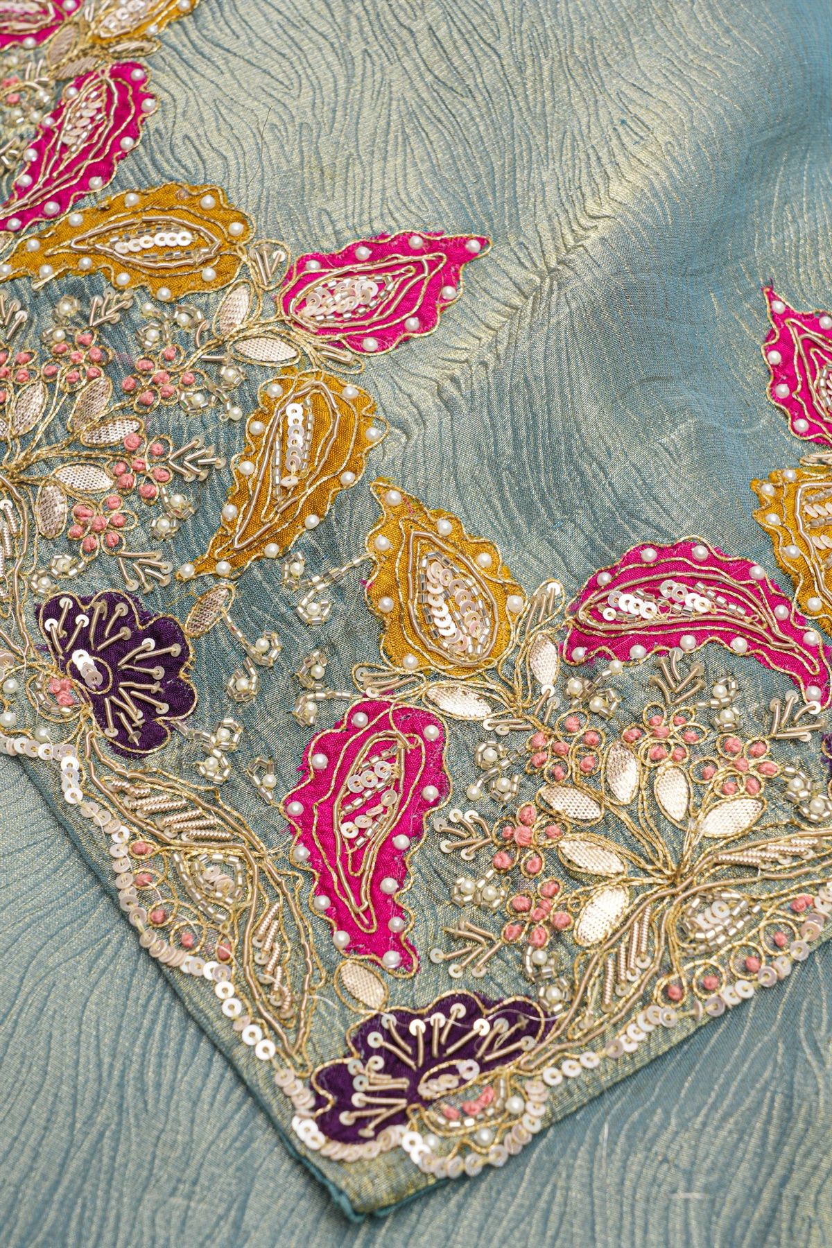 Designer Organza Grey Saree