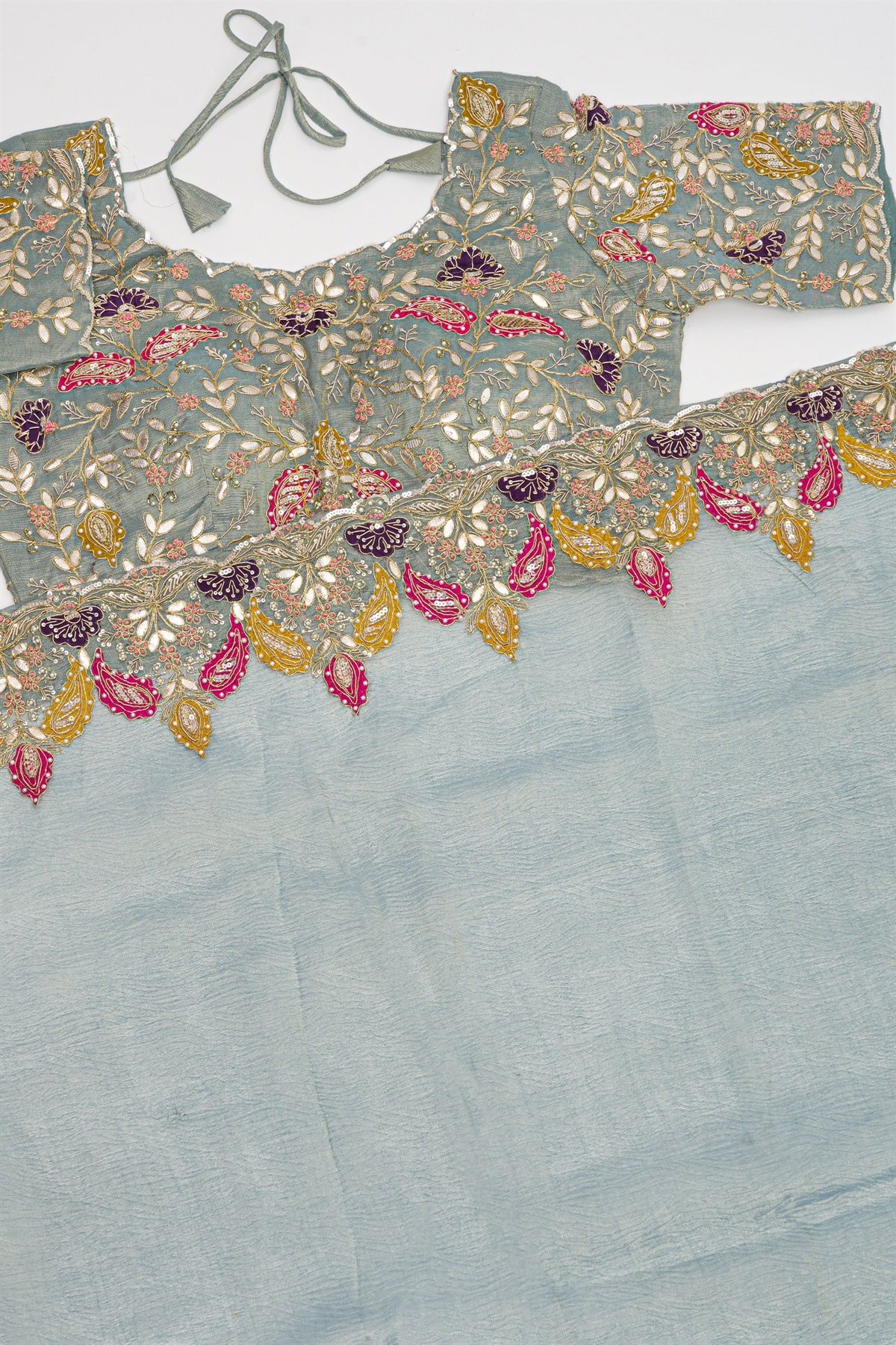 Designer Organza Grey Saree