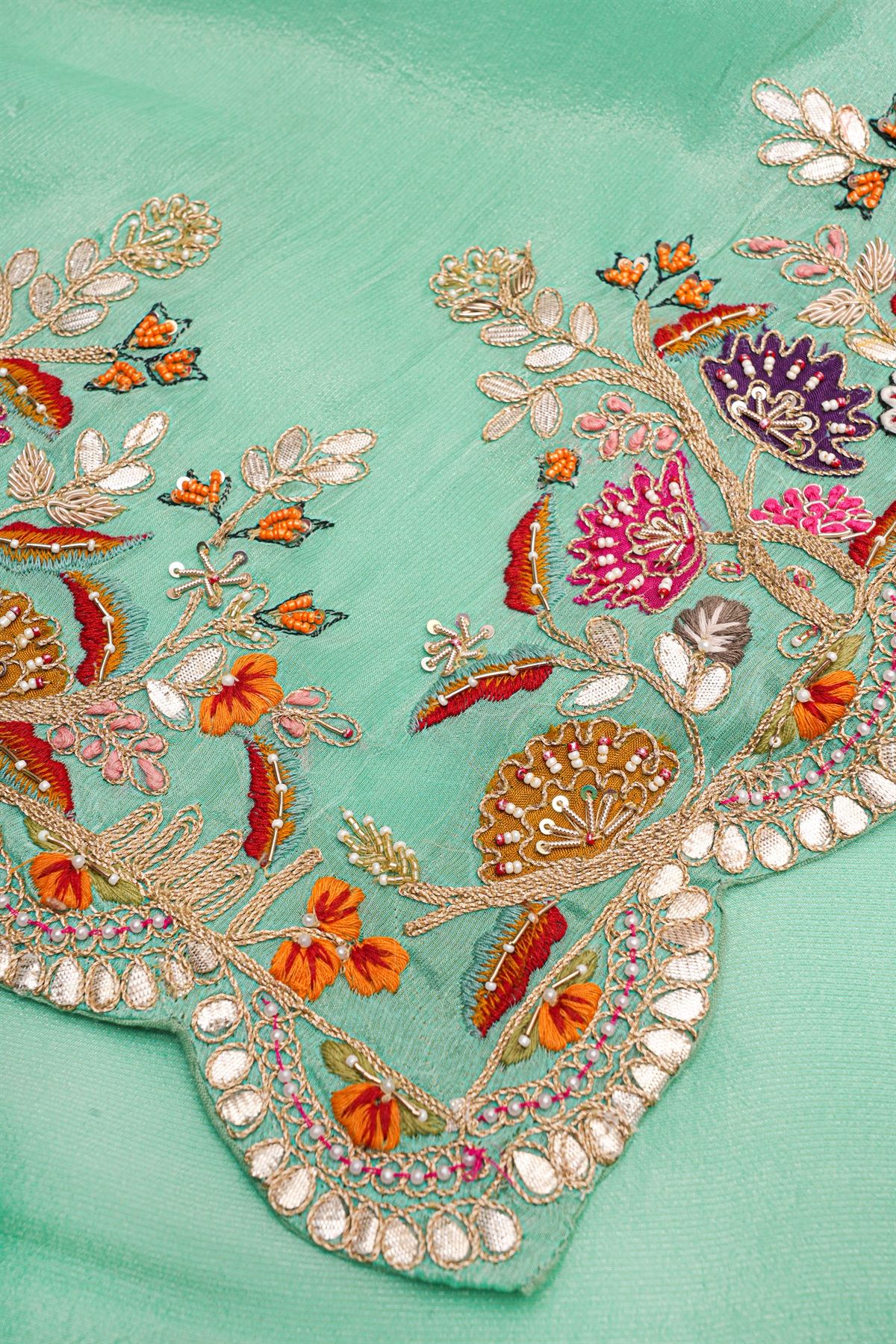 Designer Tissue Sea Green Saree