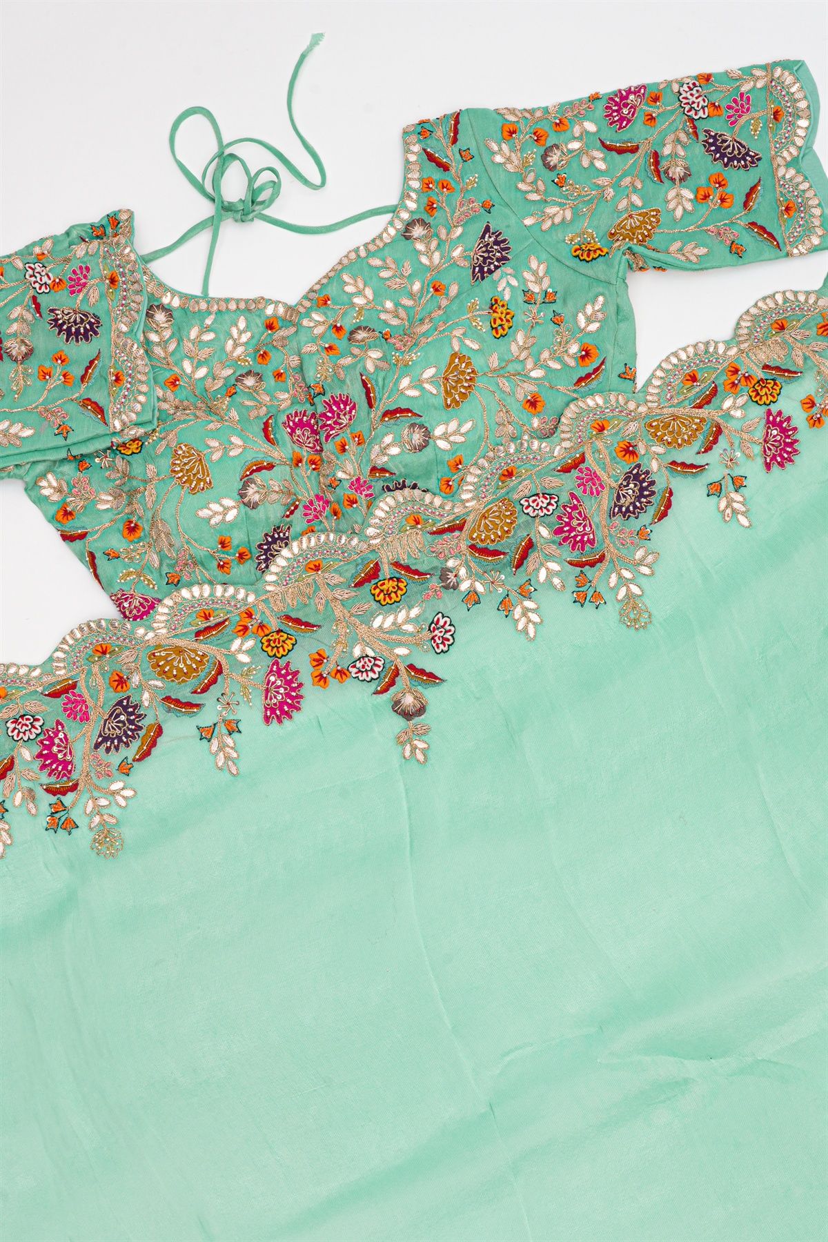 Designer Tissue Sea Green Saree