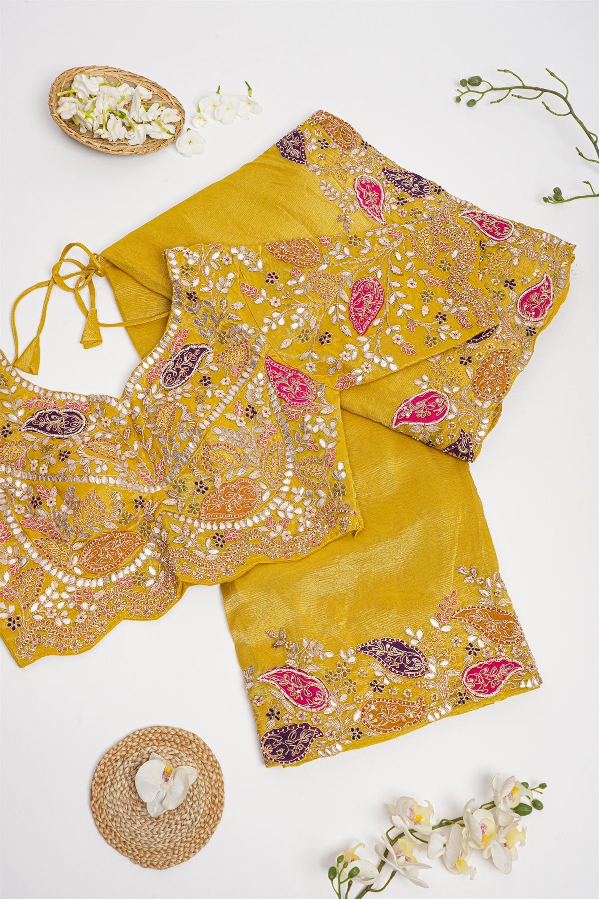 Designer Tissue Yellow Saree