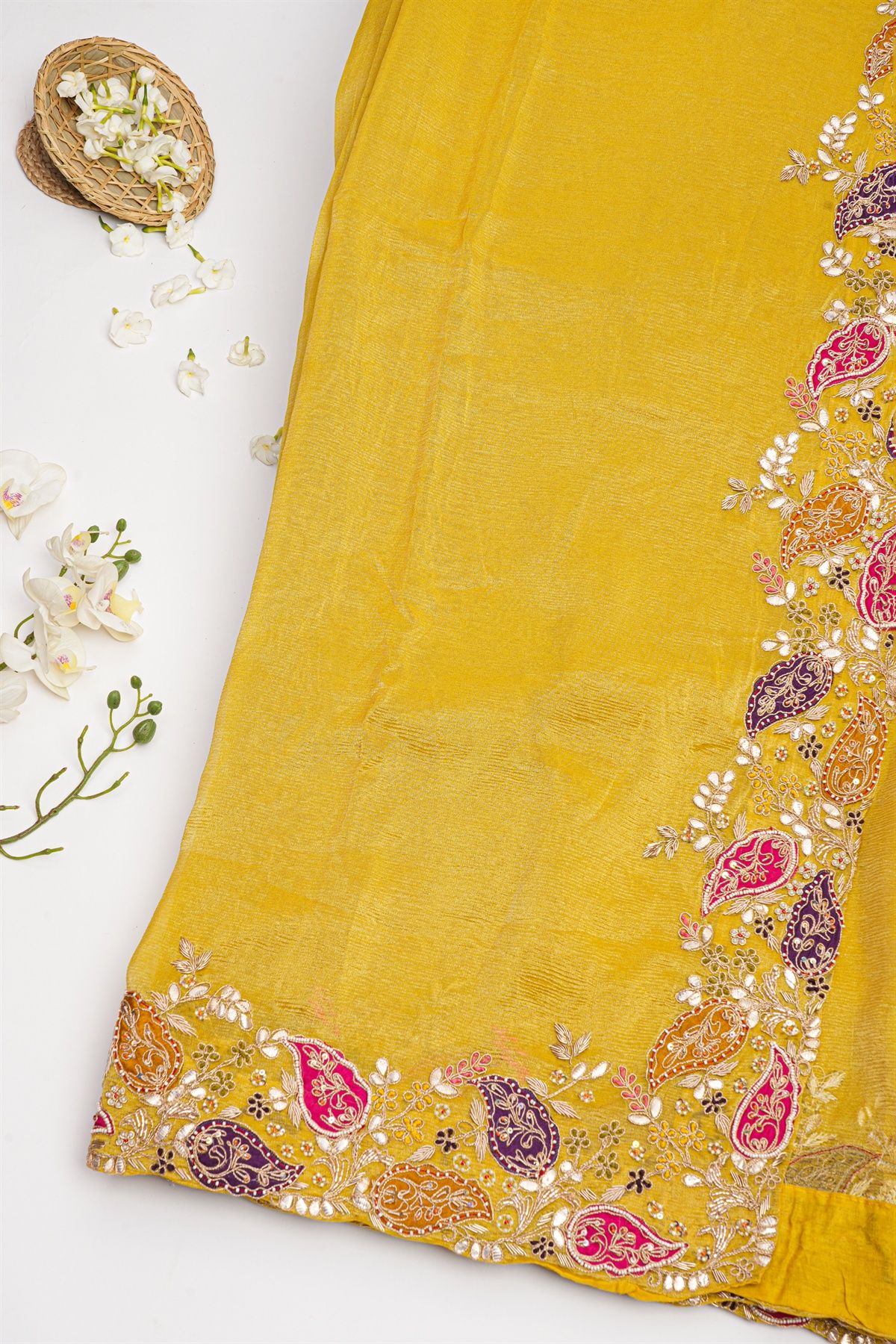 Designer Tissue Yellow Saree