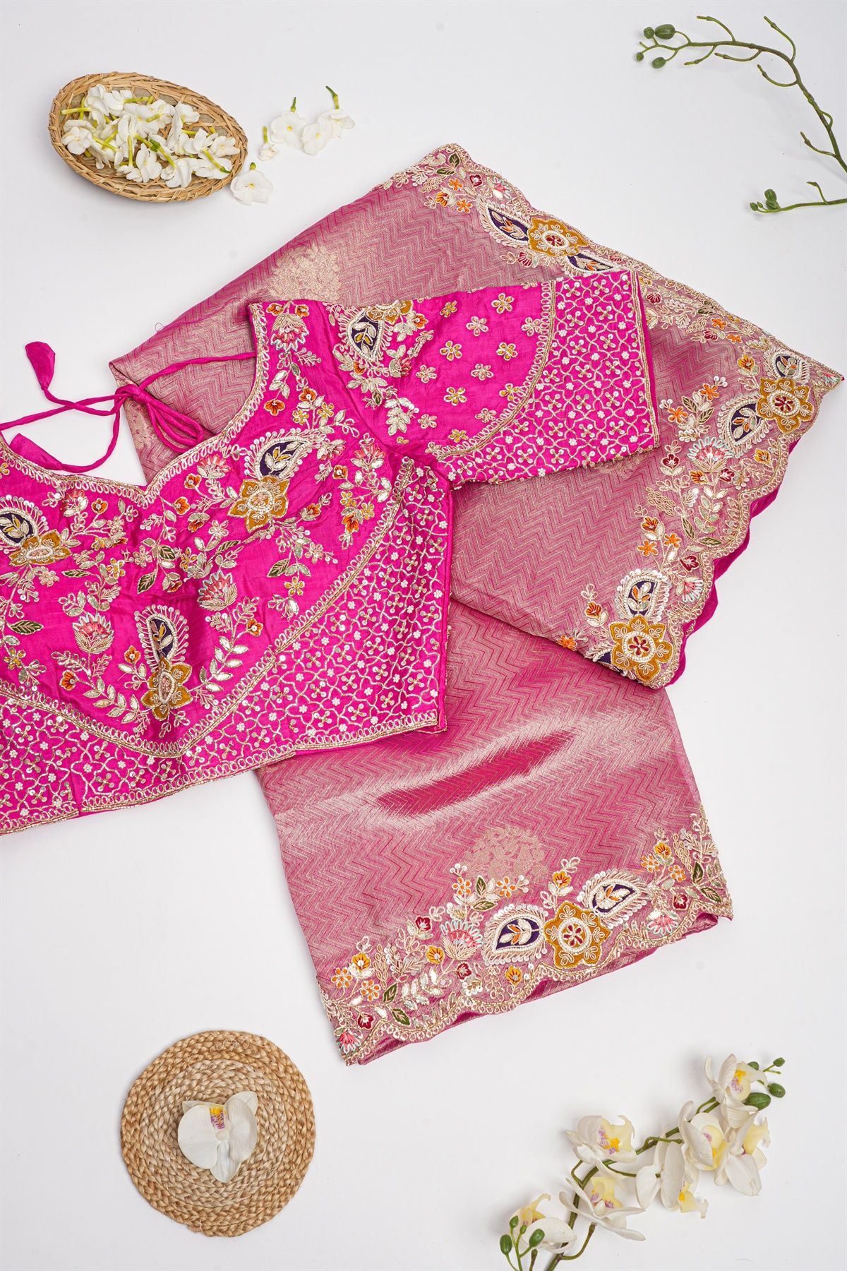 Designer Tissue Pink Saree