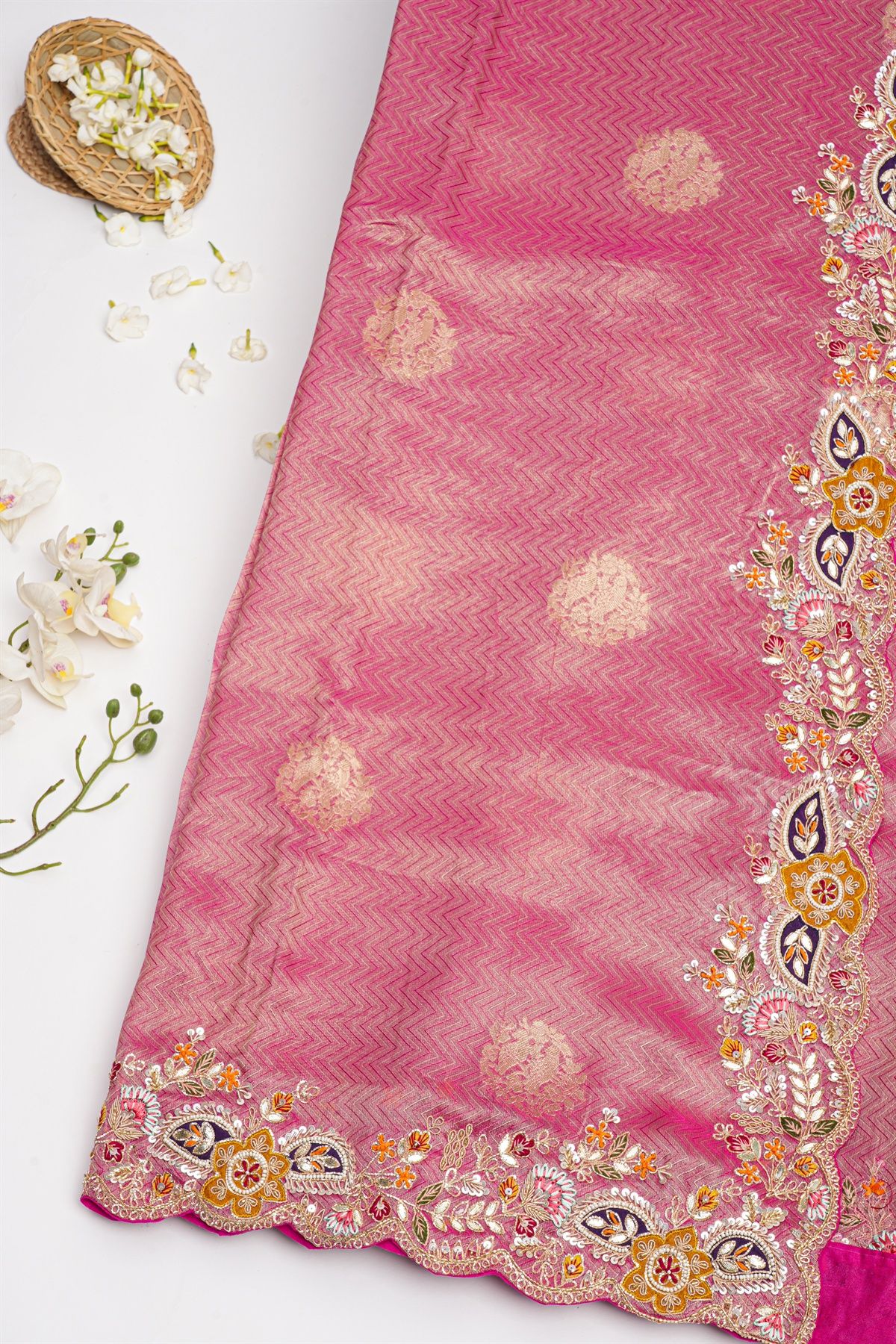 Designer Tissue Pink Saree