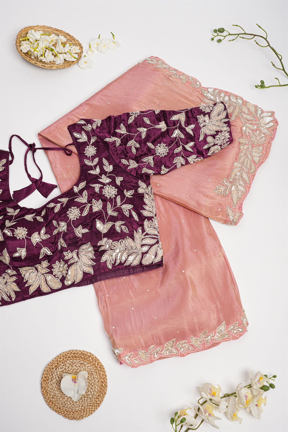 Designer Tissue Onion Pink Saree