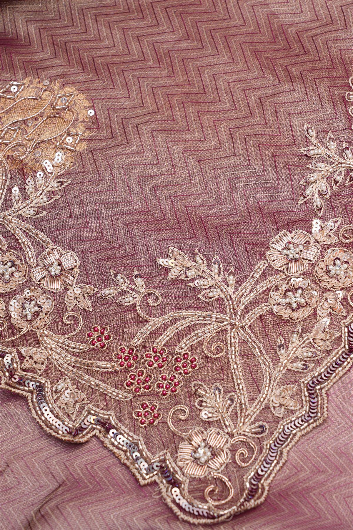 Designer Tissue Georgette Dusty Pink Saree