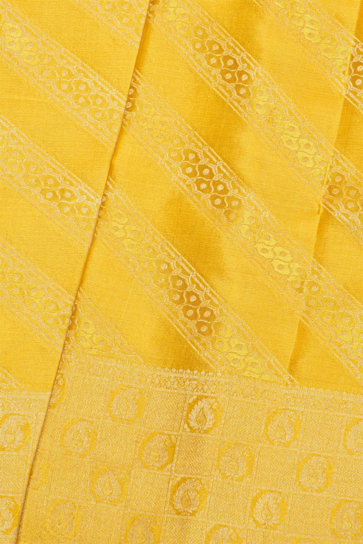 Mysore Crepe Yellow Saree