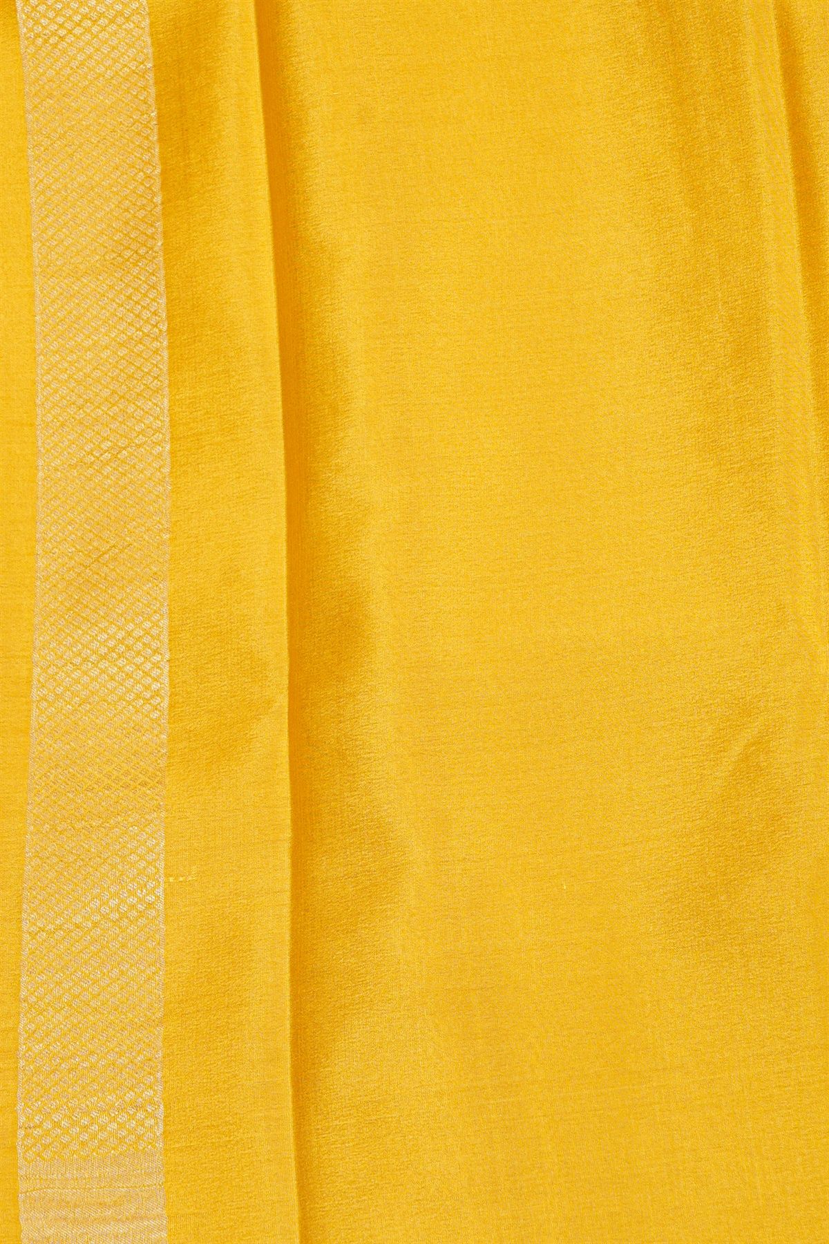 Mysore Crepe Yellow Saree