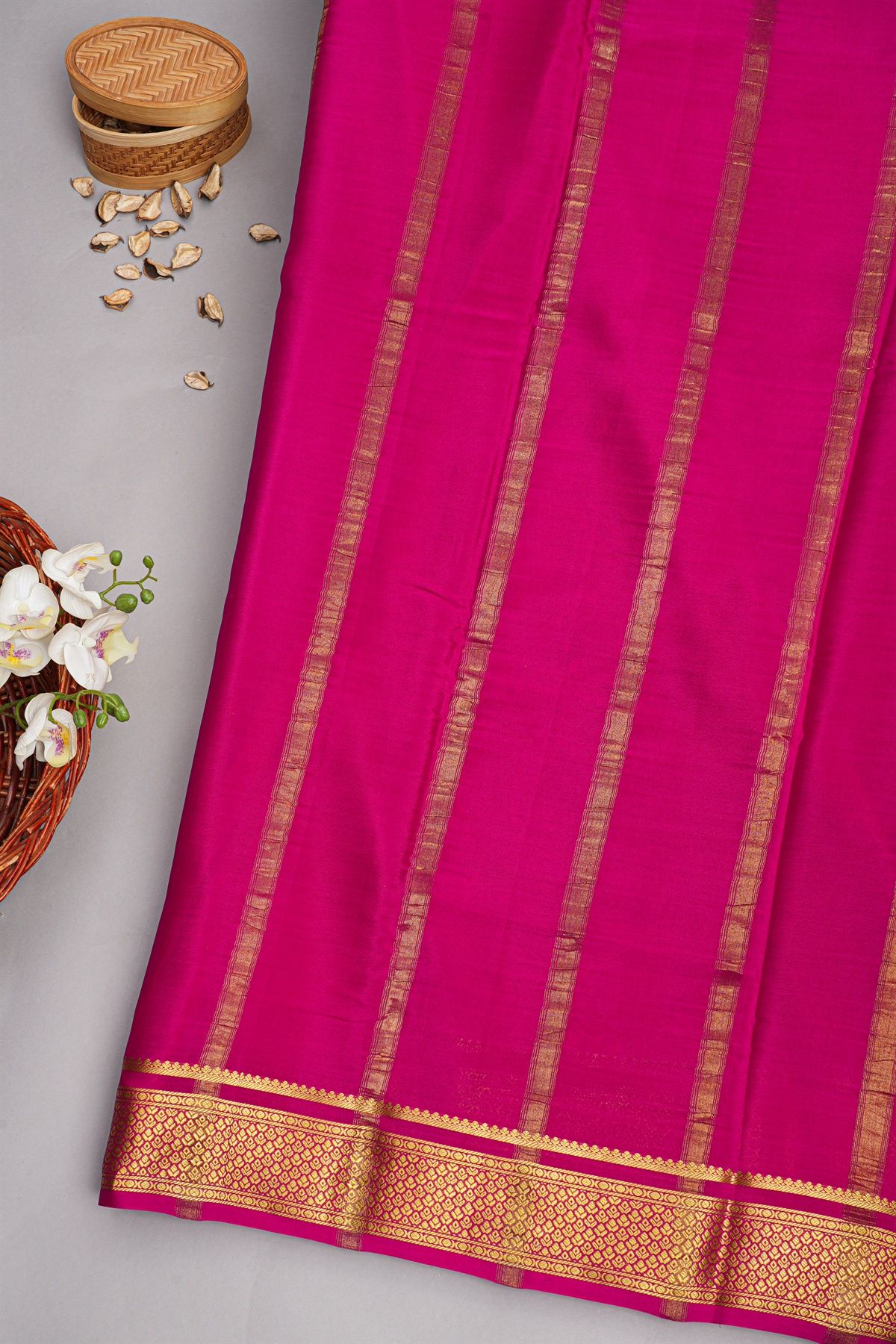 Mysore Crepe Grey Saree