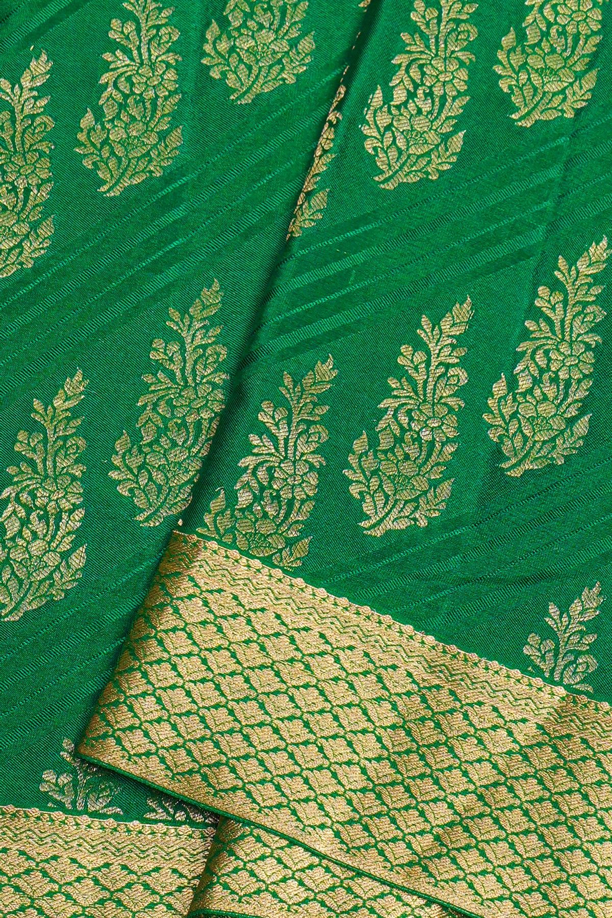 Mysore Crepe Dark Green Saree