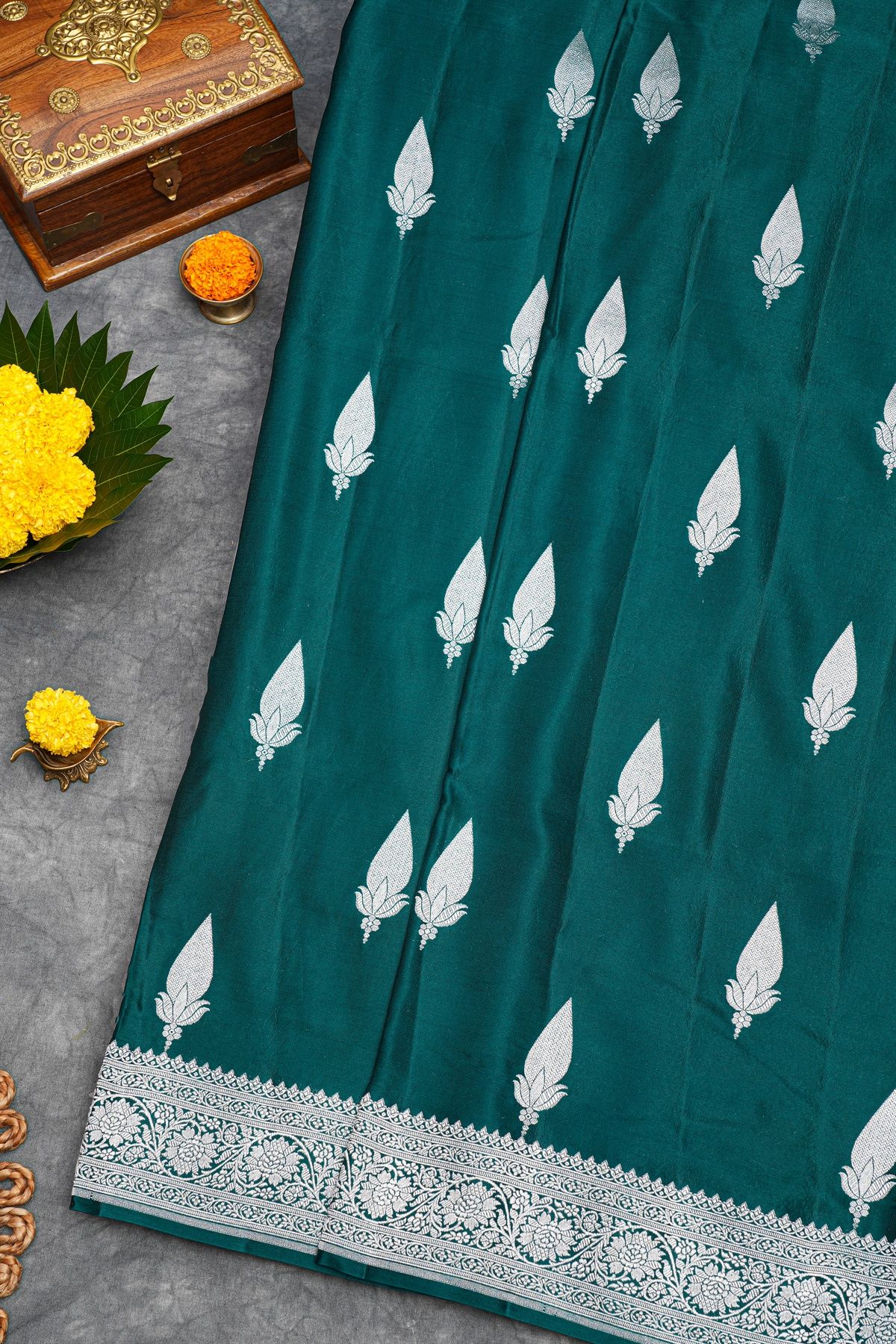 Banarasi Silk Peacock Green Saree