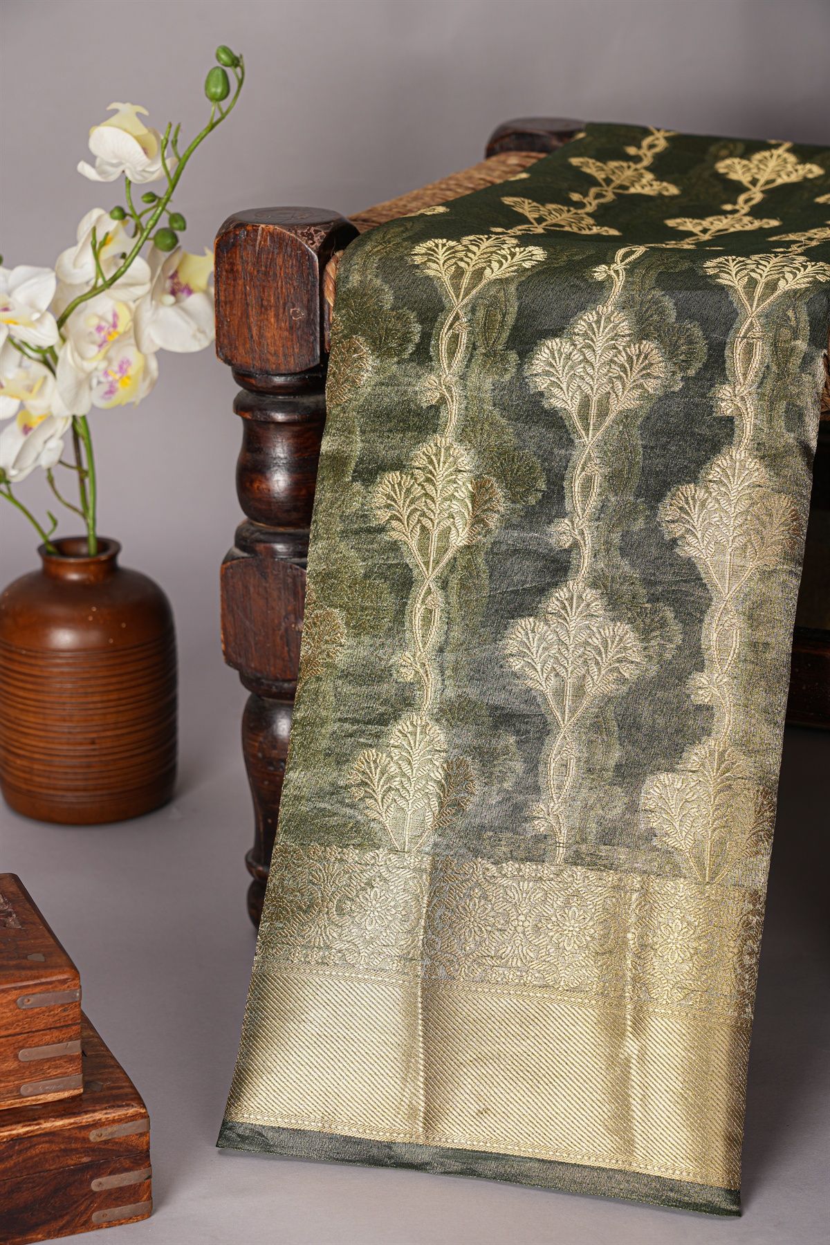 Designer Organza Grey Saree