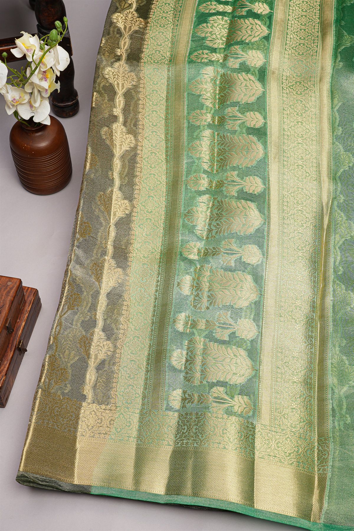 Designer Organza Grey Saree