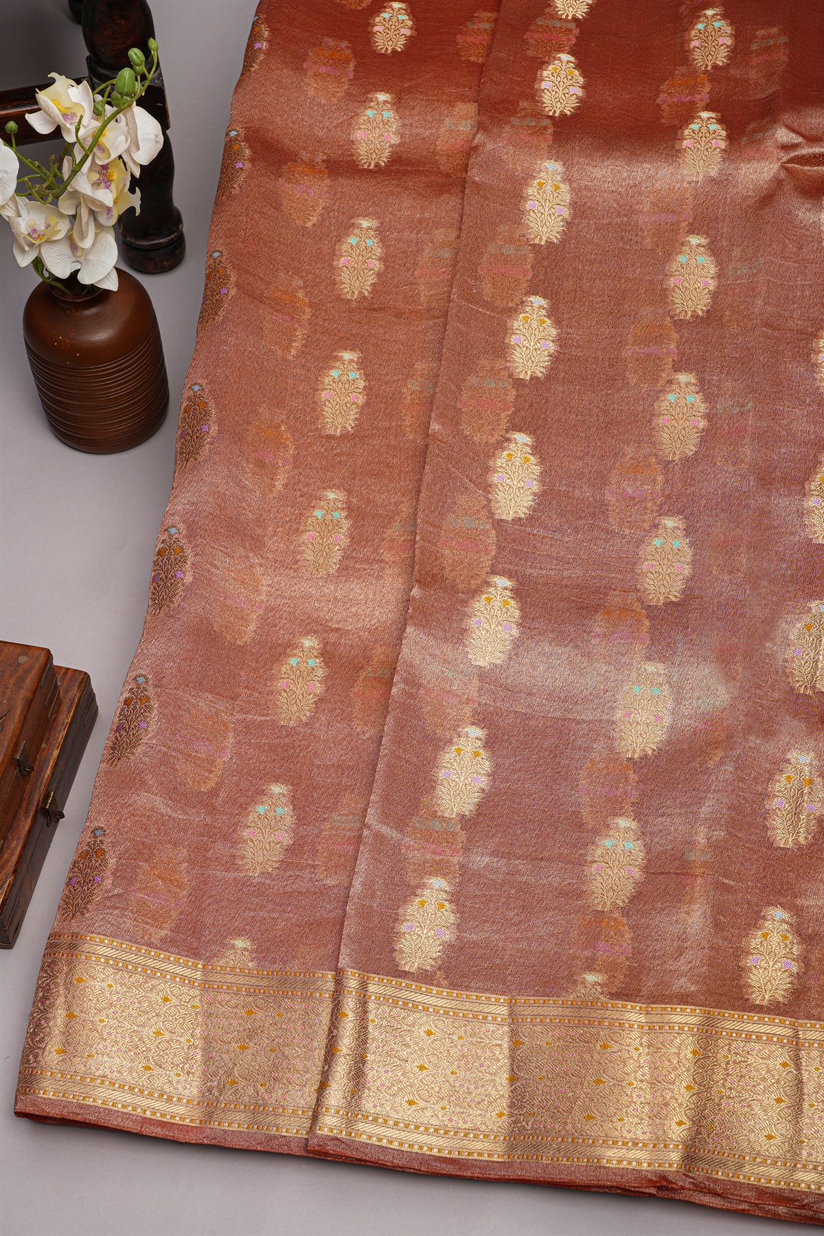 Designer Organza Red Saree