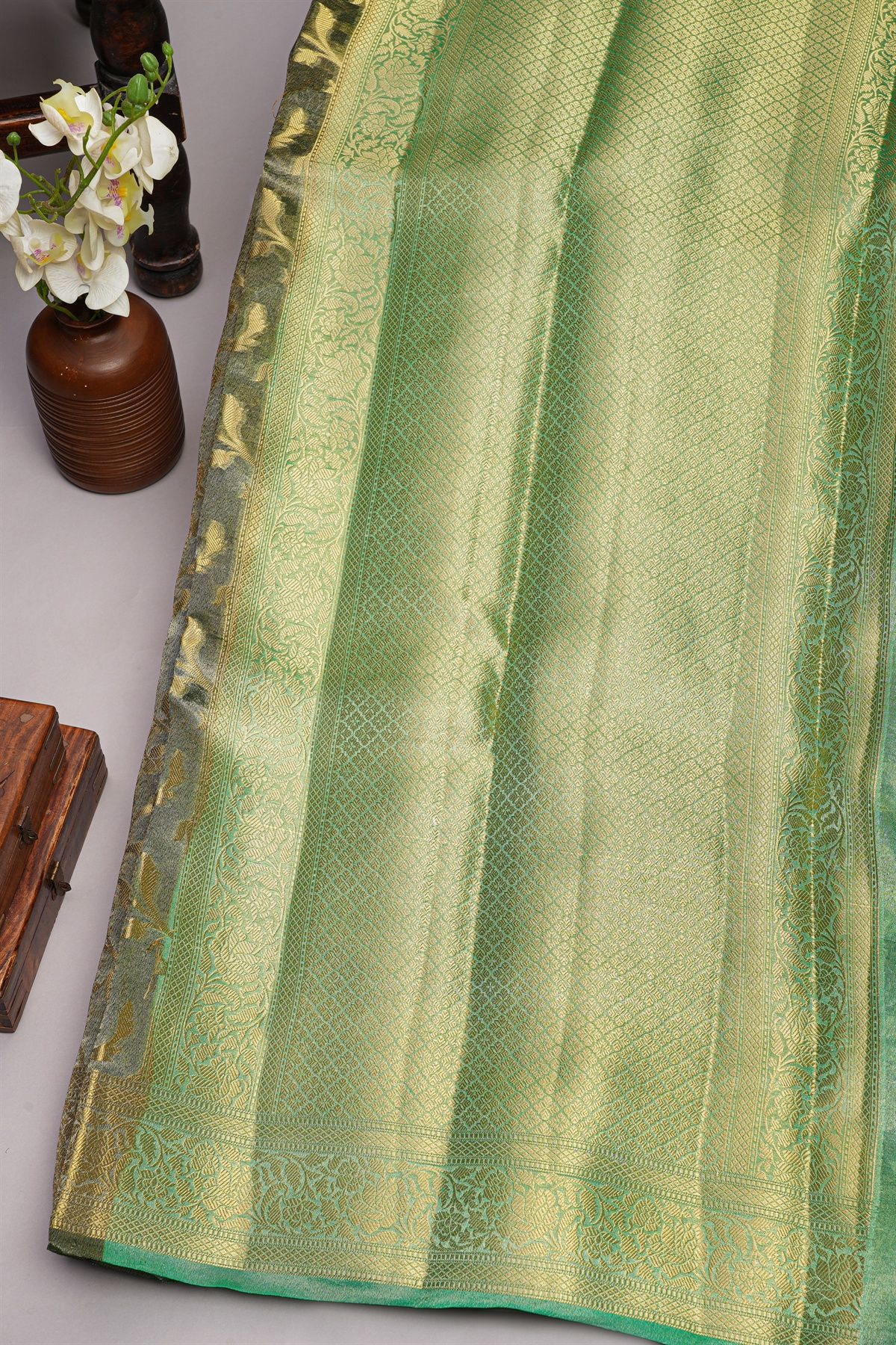 Designer Organza Dark Grey Saree