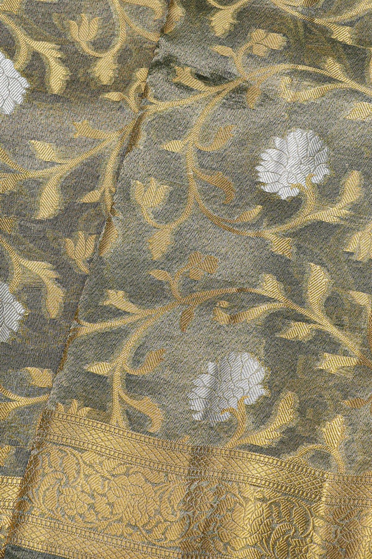 Designer Organza Dark Grey Saree