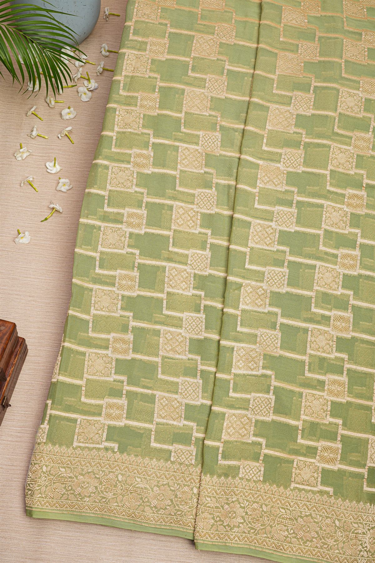 Designer Georgette Light Green Saree