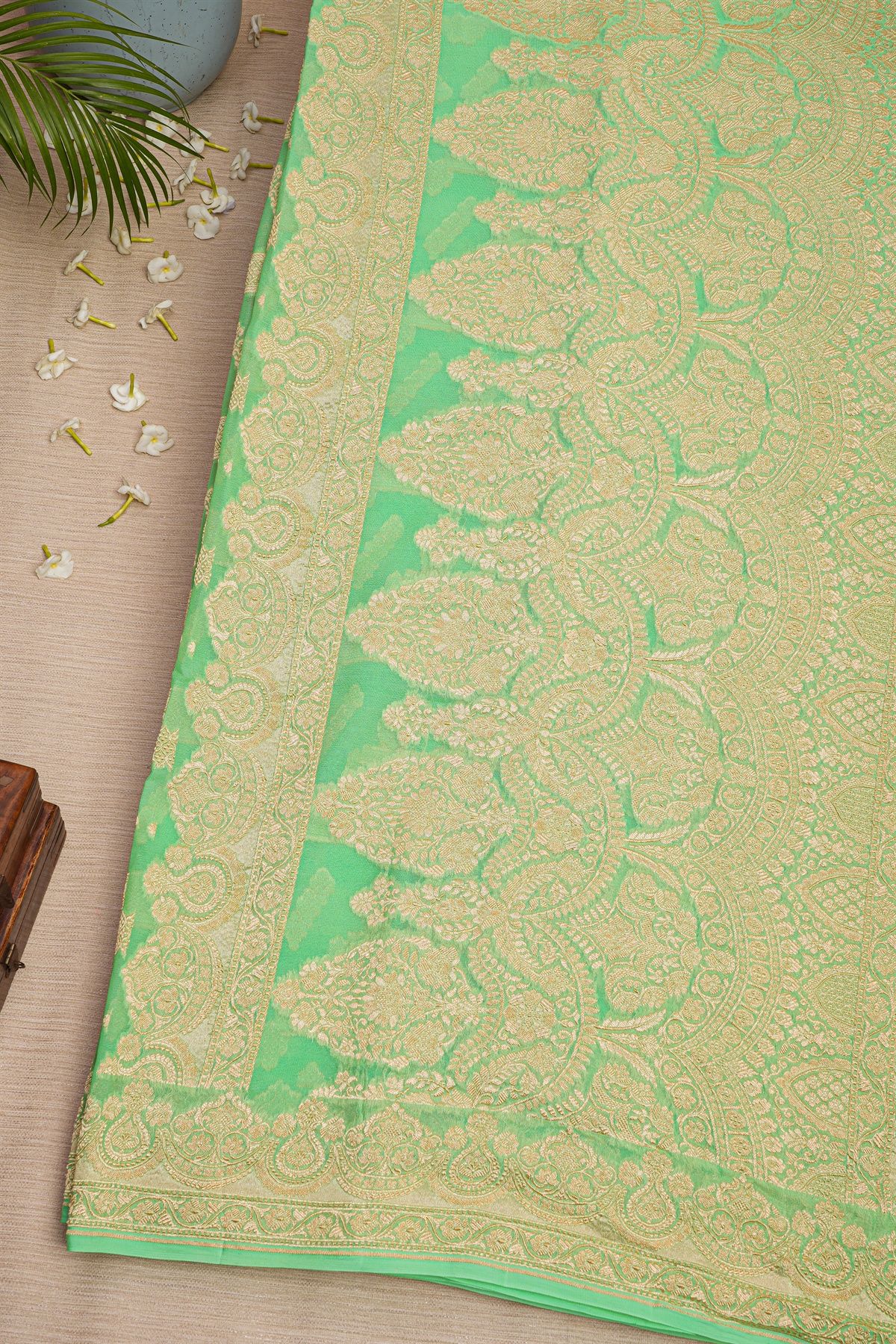 Designer Georgette Sea Green Saree