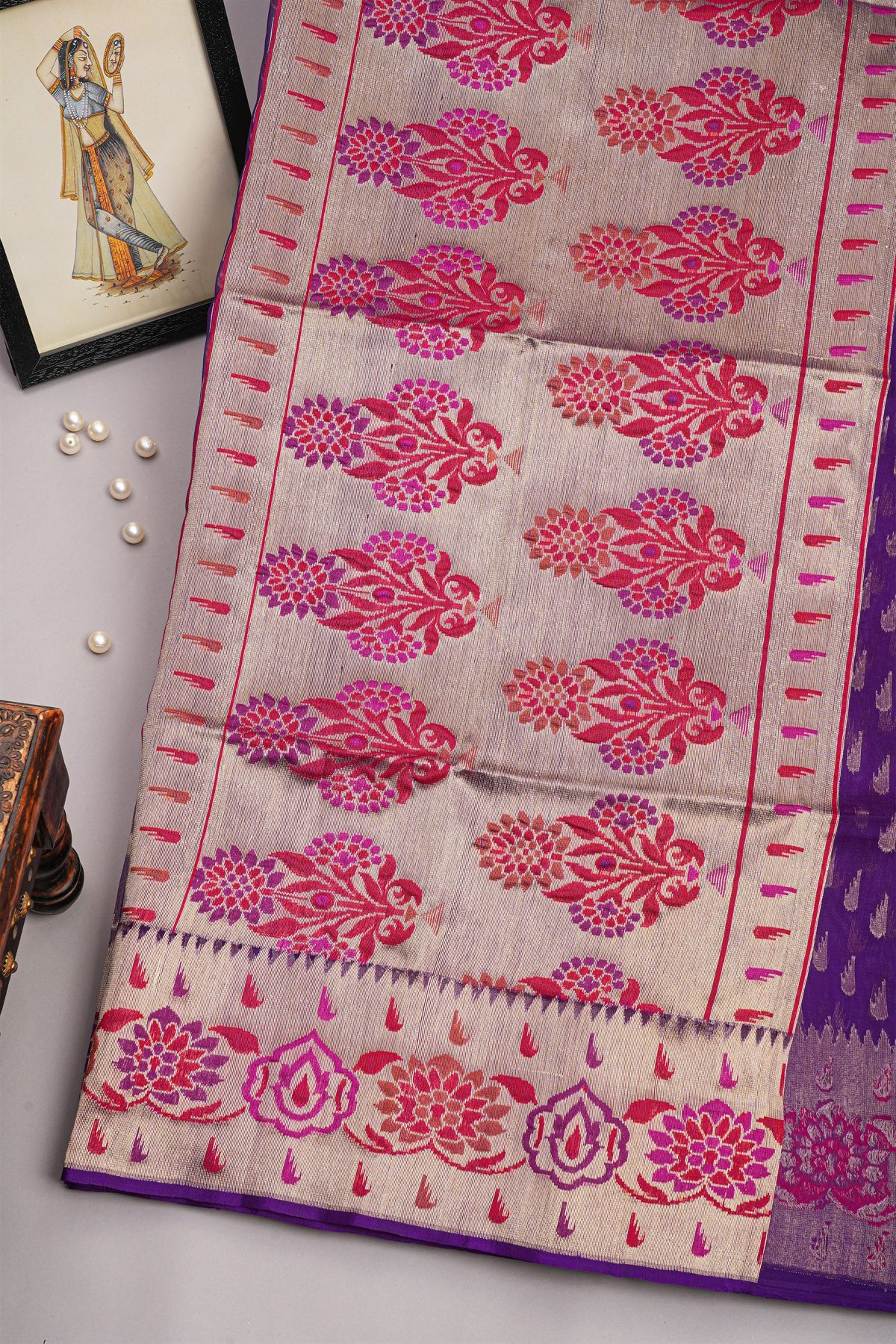 Designer Organza Purple Saree