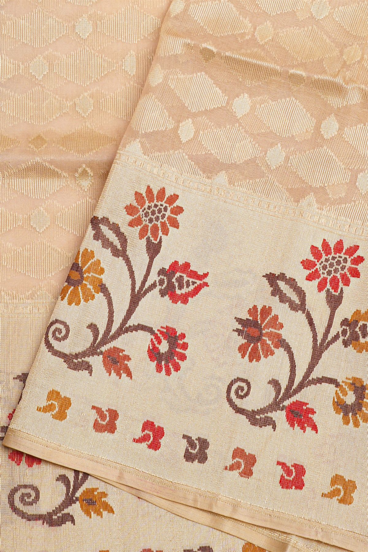 Designer Organza Cream Saree