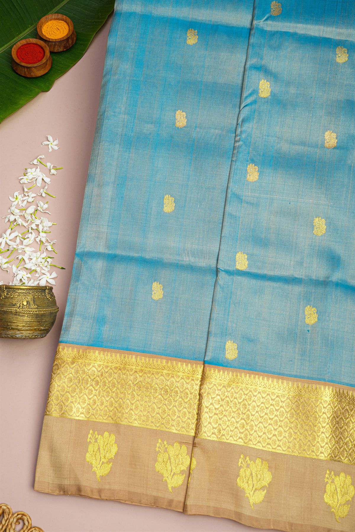 Venkatagiri Silk Sky Blue Saree