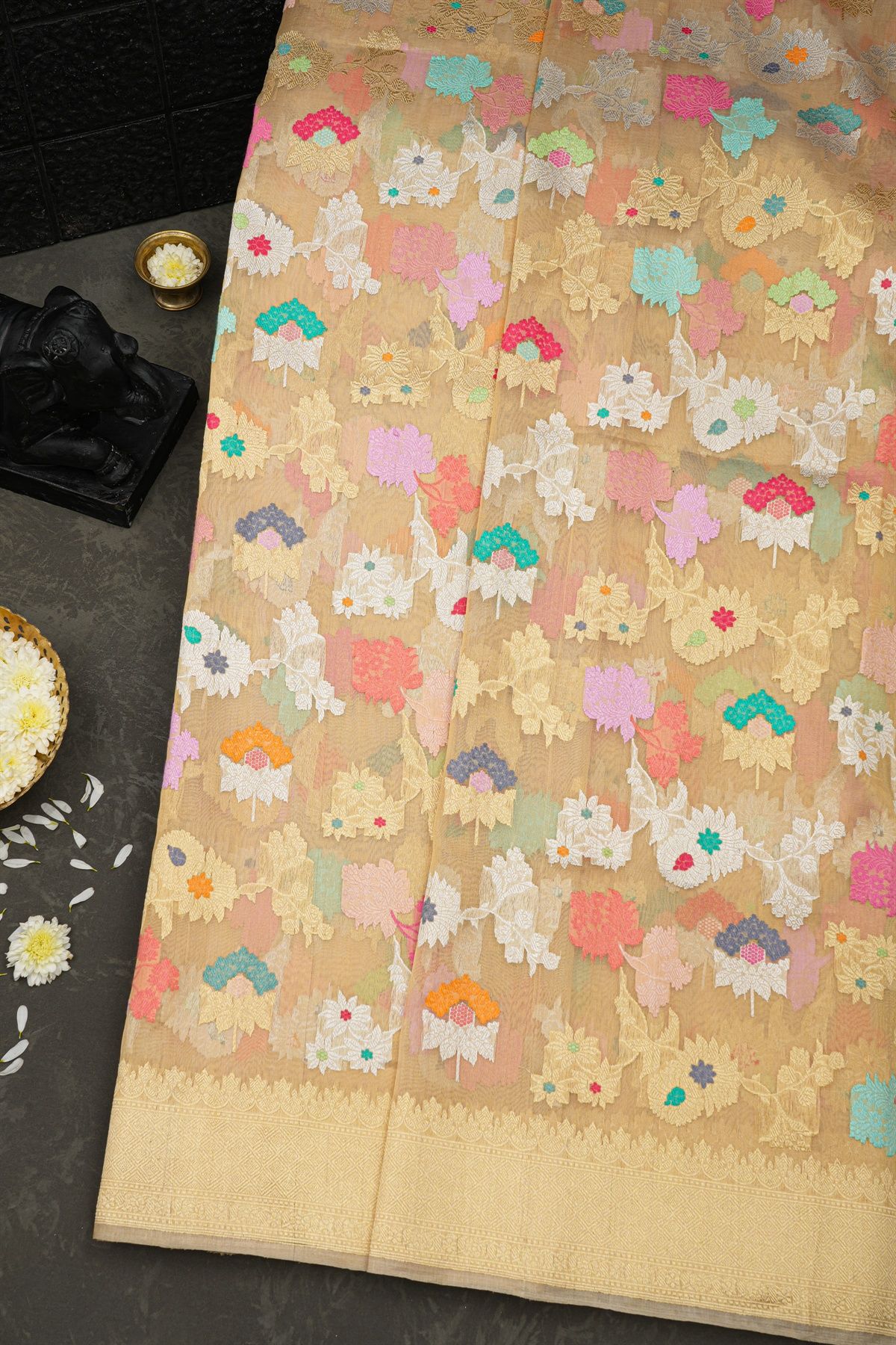 Banarasi Organza Brown Saree