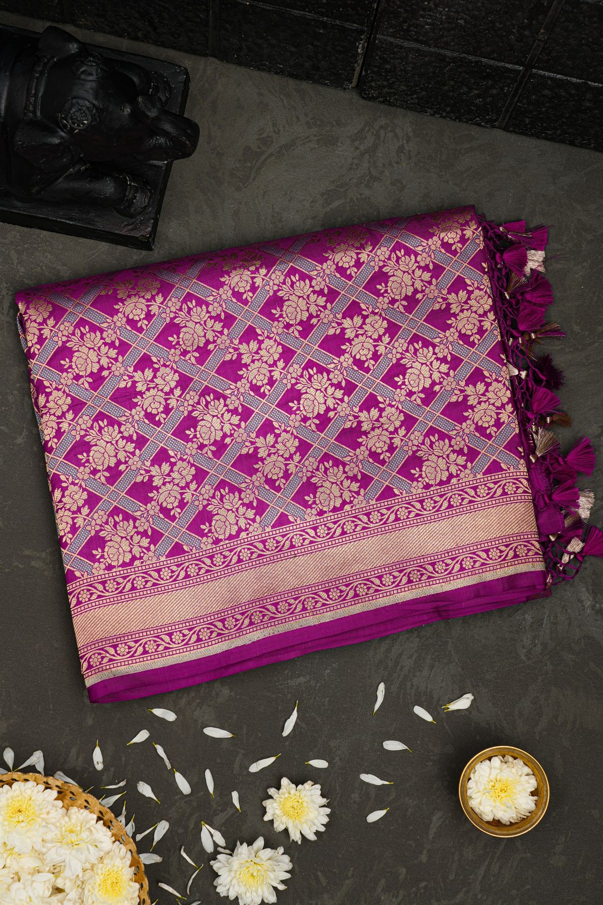 Banarasi Silk Wine Saree