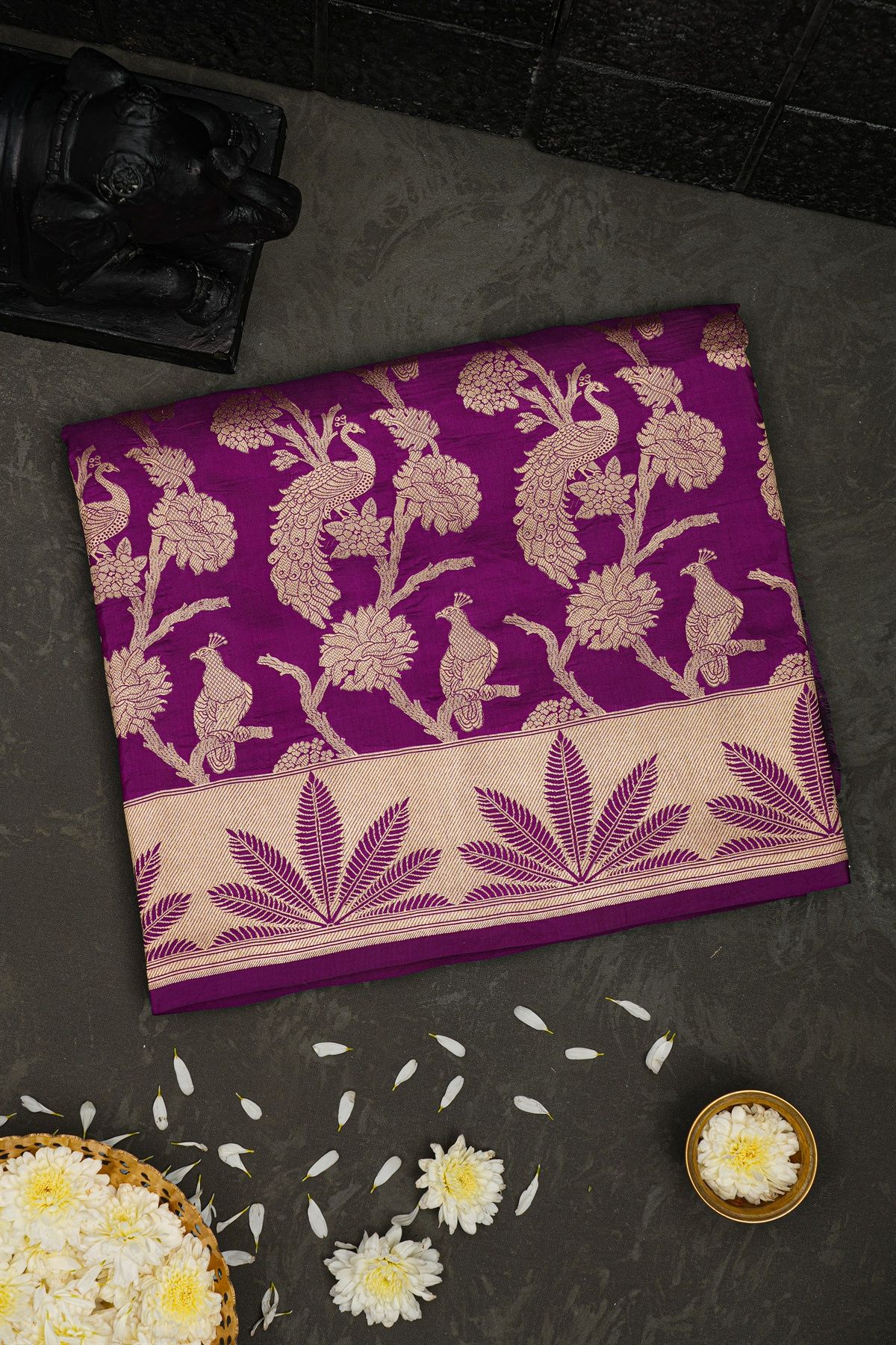 Banarasi Silk Dark Purple Saree