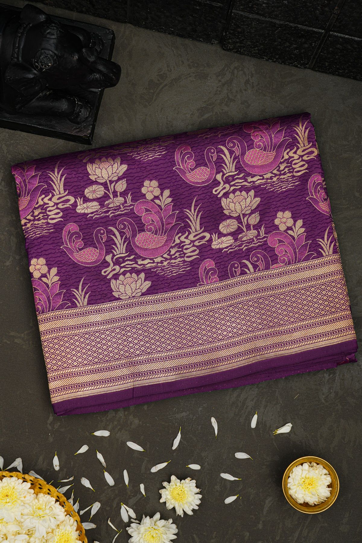 Banarasi Silk Dark Purple Saree