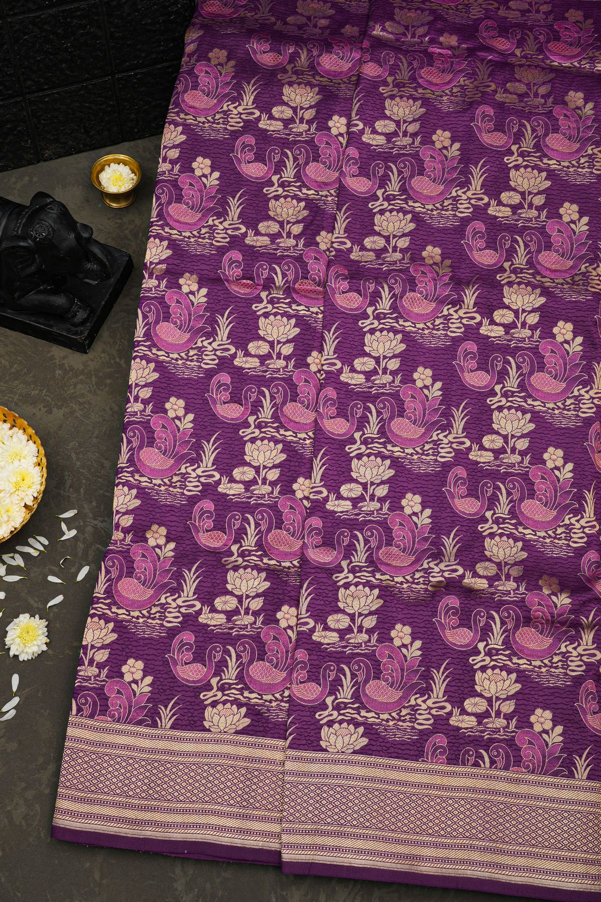 Banarasi Silk Dark Purple Saree