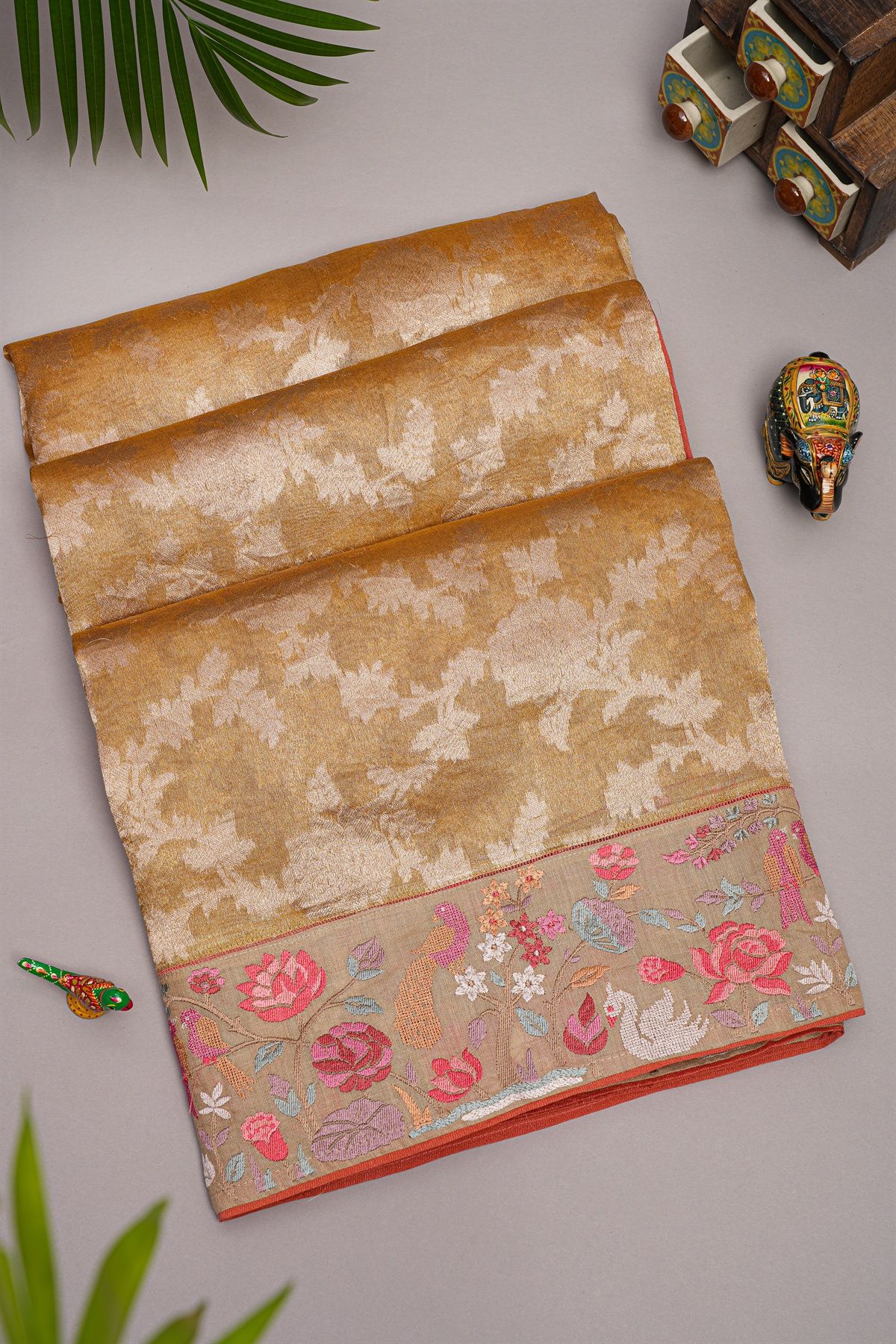 Designer Organza Gold Saree