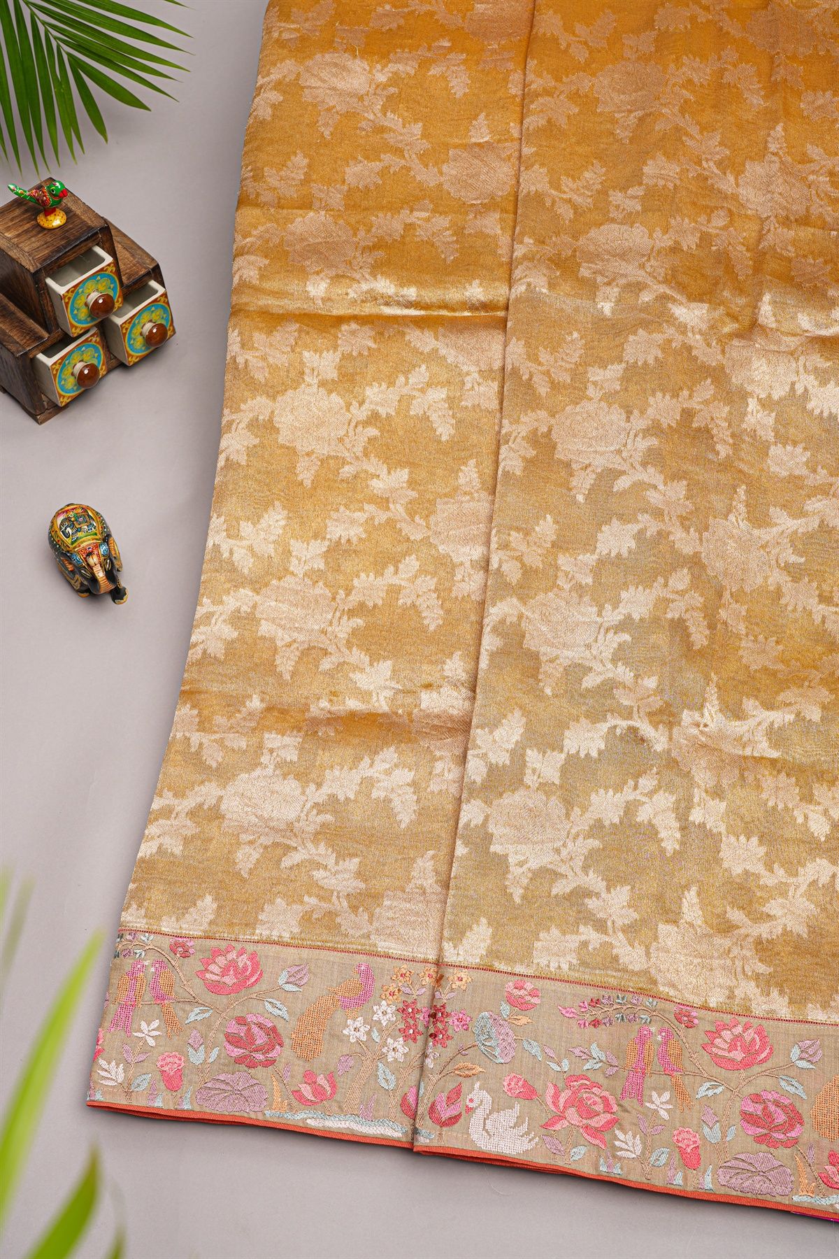 Designer Organza Gold Saree