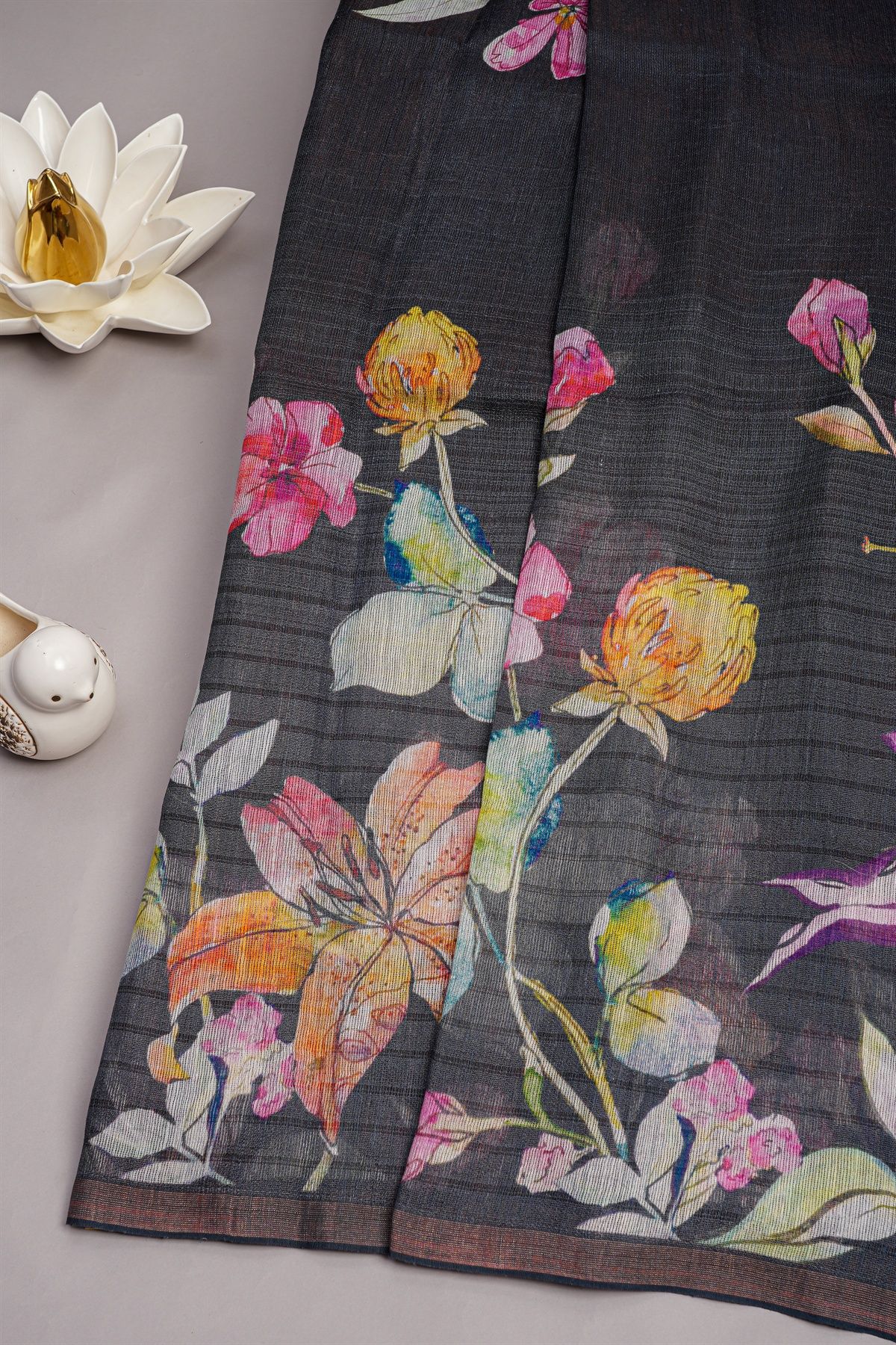 Designer Tussar Grey Saree