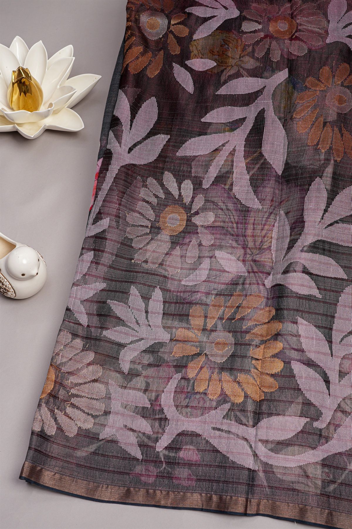 Designer Tussar Grey Saree