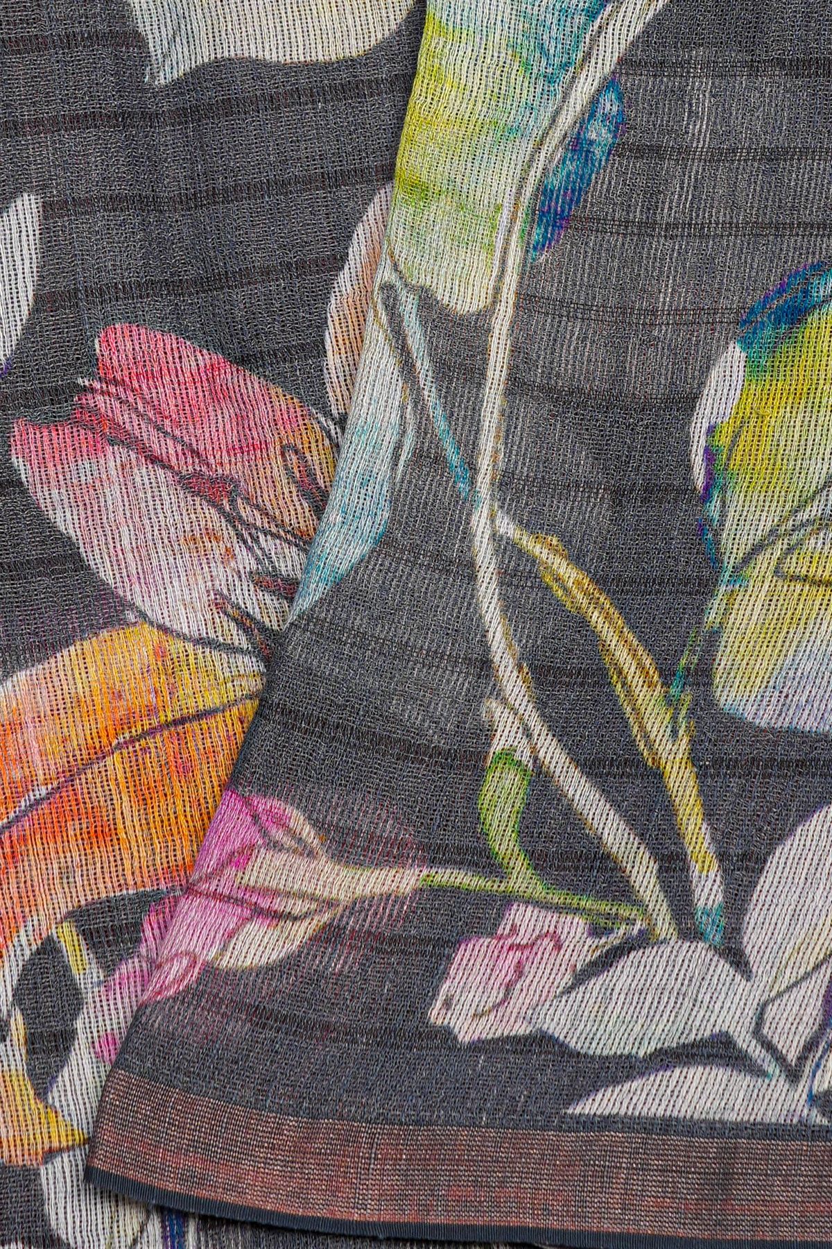 Designer Tussar Grey Saree