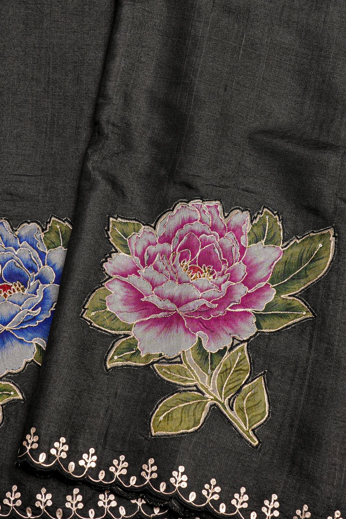 Designer Tussar Black Saree