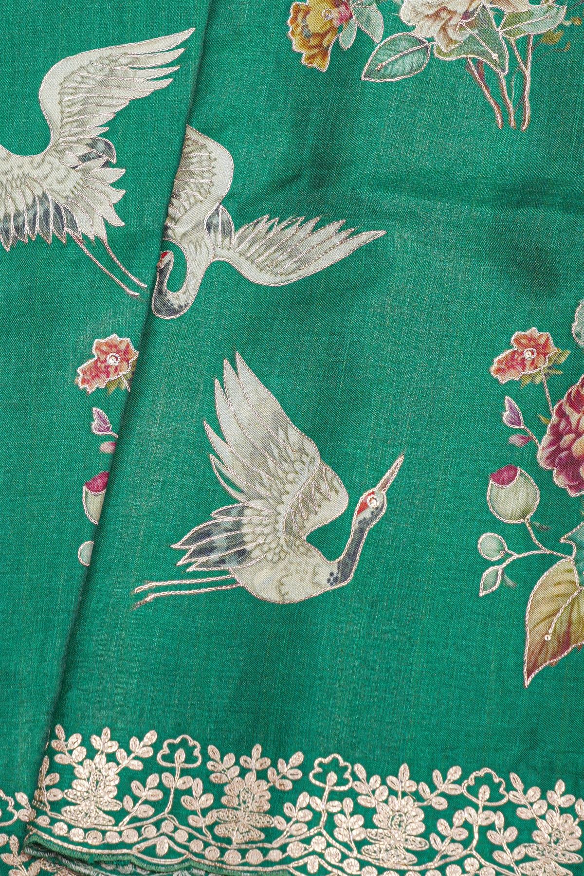 Designer Tussar Sea Green Saree