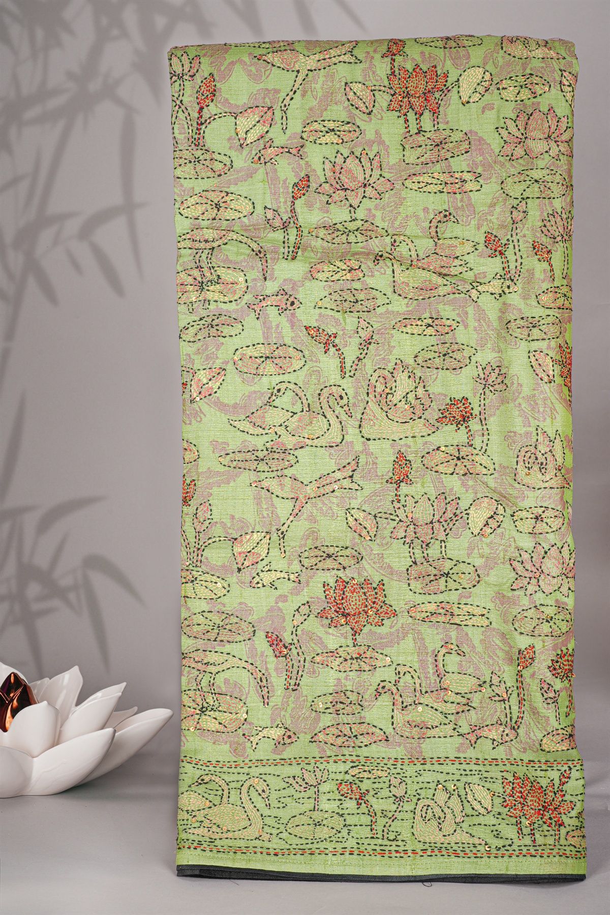 Designer Tussar Green Saree