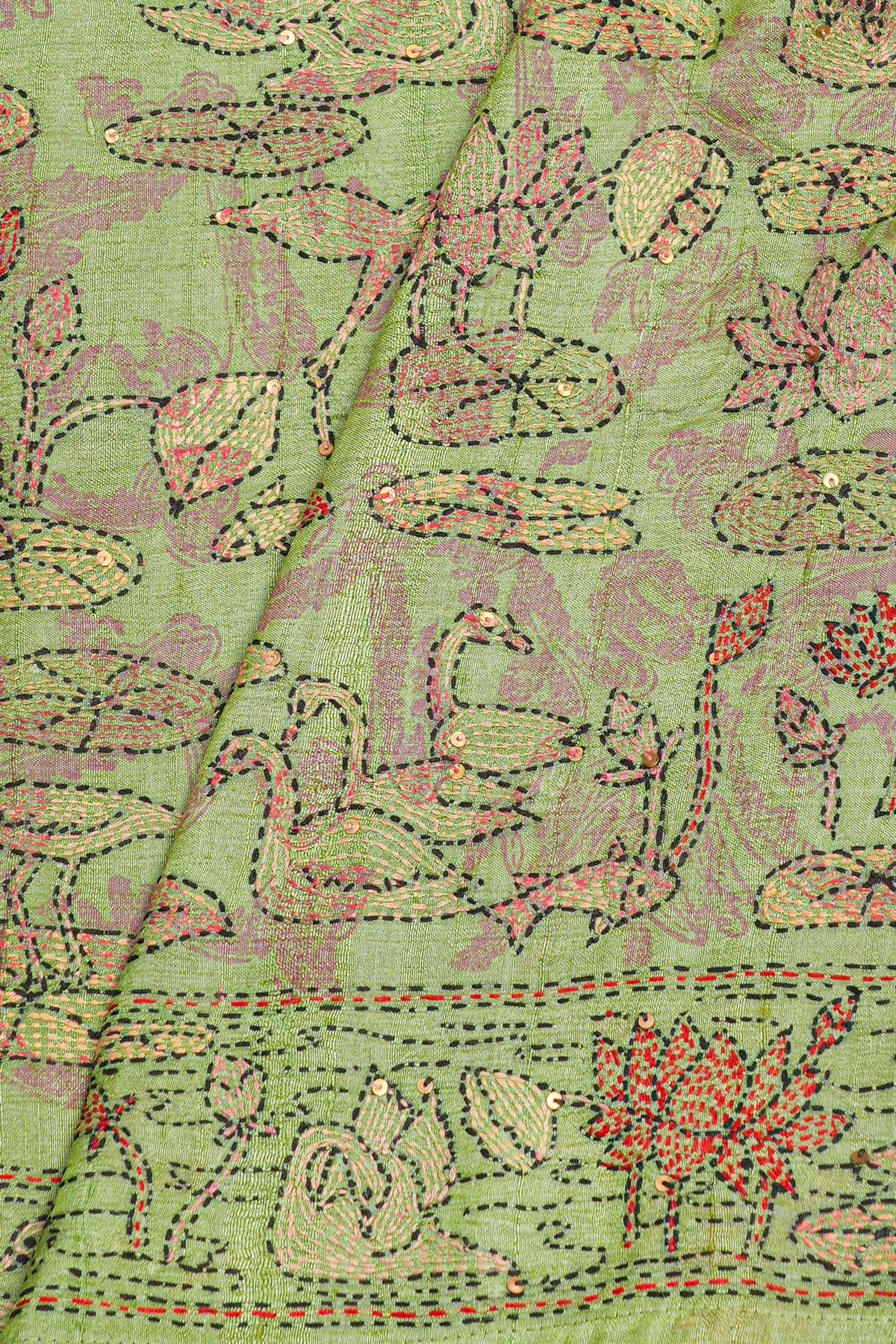 Designer Tussar Green Saree