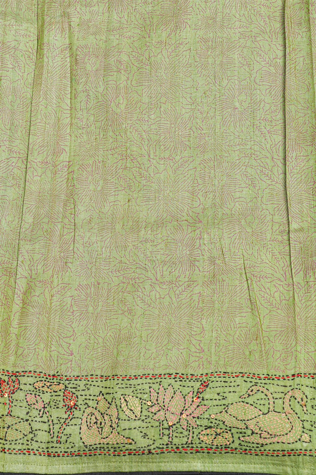 Designer Tussar Green Saree