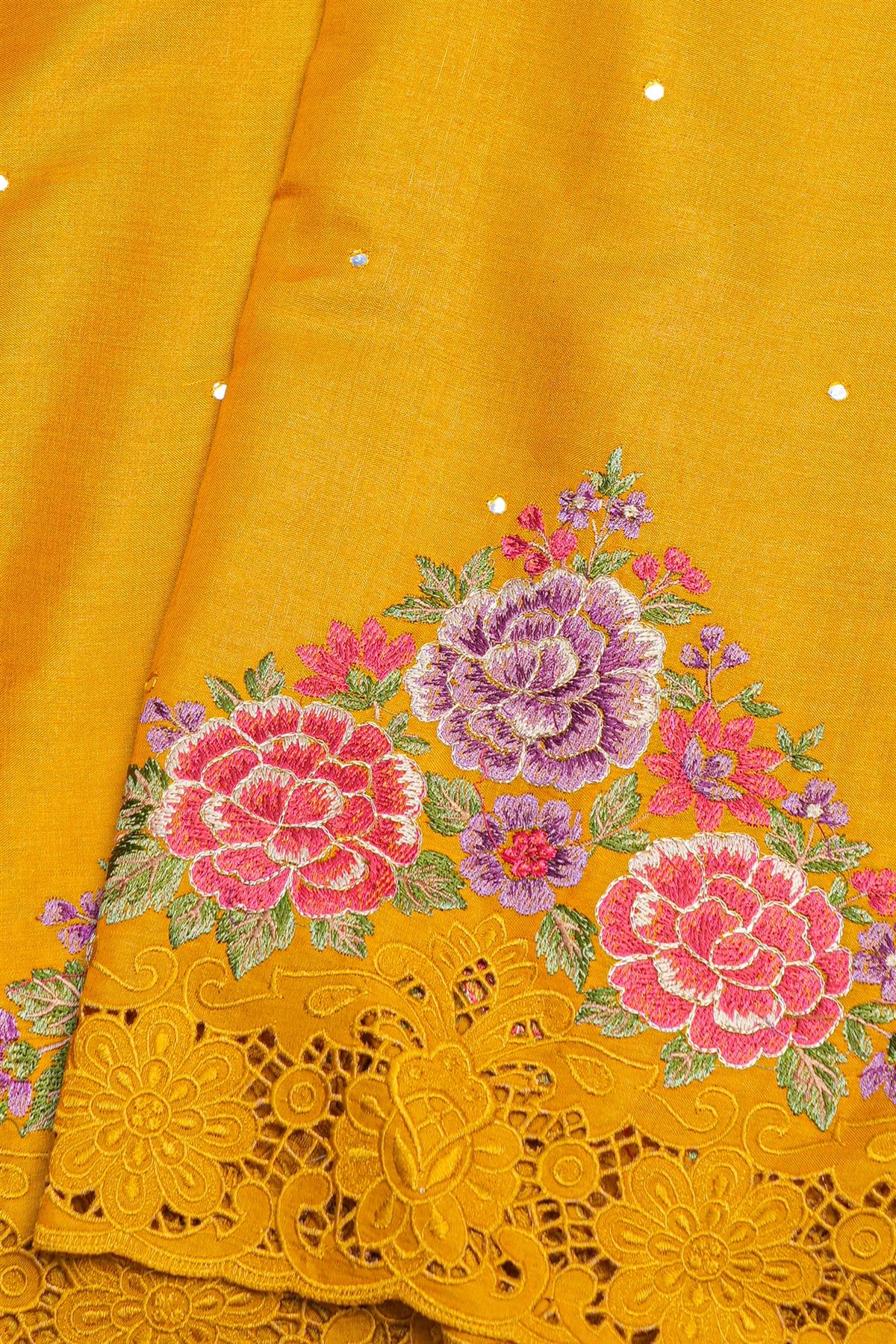 Designer Tussar Yellow Saree
