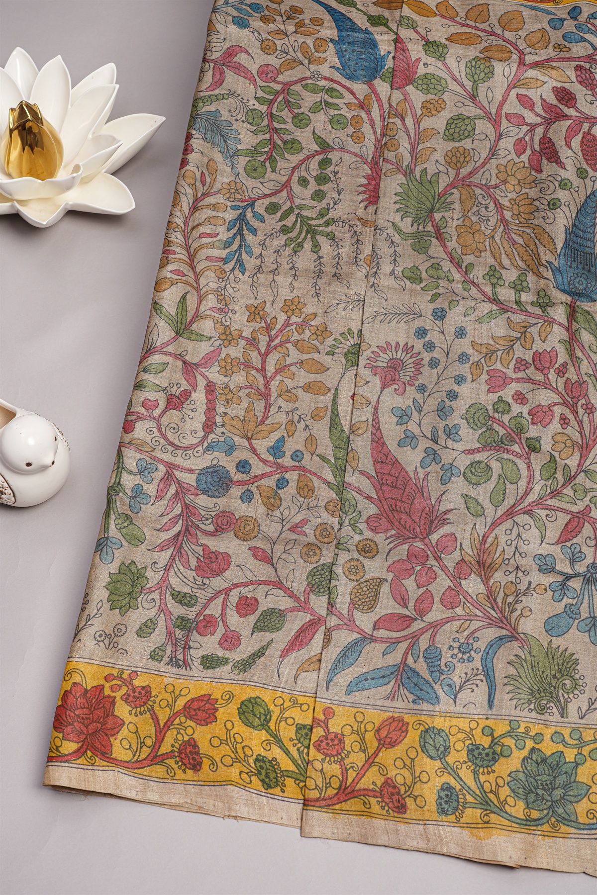 Designer Tussar Beige Saree