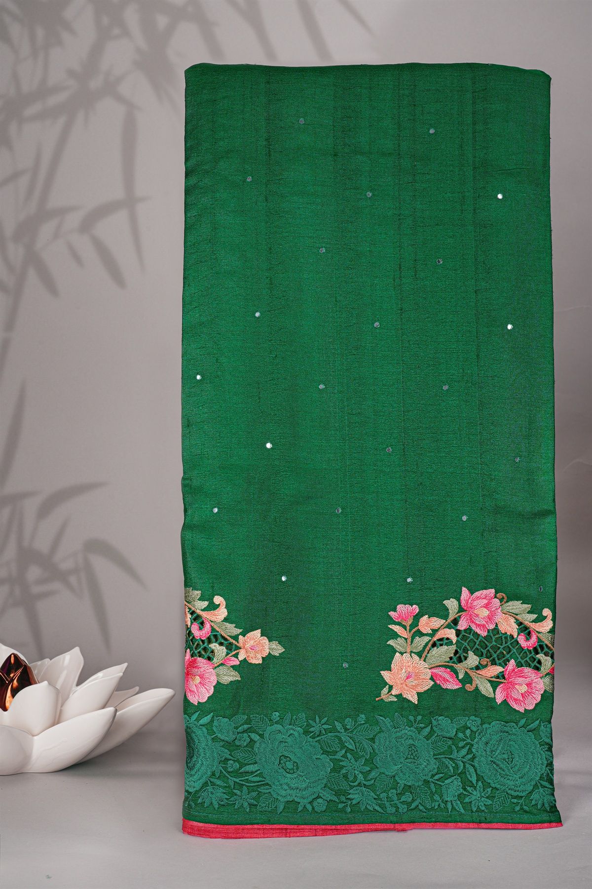 Designer Tussar Green Saree