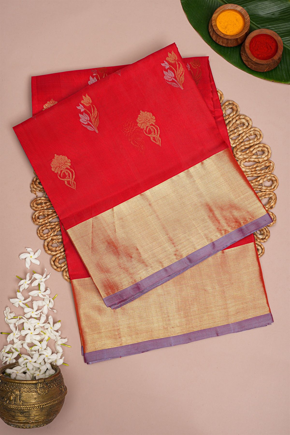 Venkatagiri Silk Red Saree