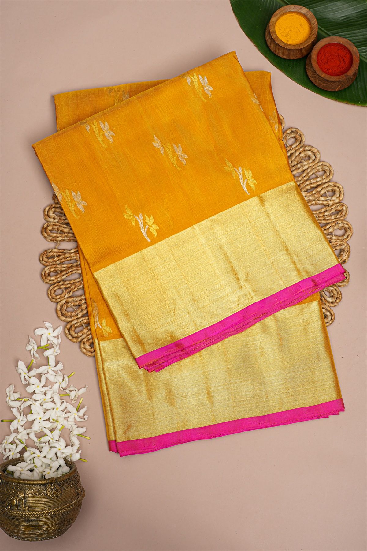 Venkatagiri Silk Mustard Saree