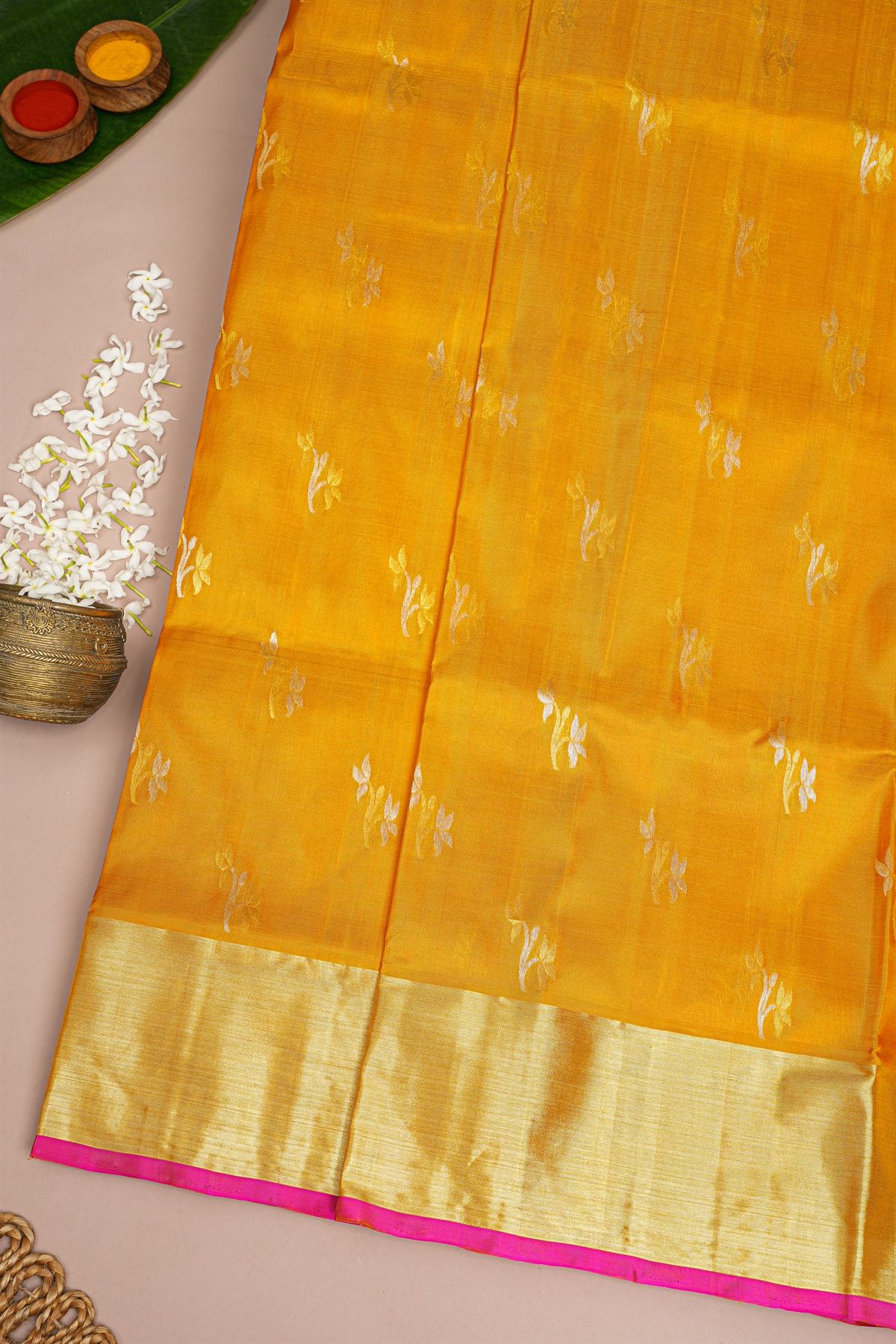 Venkatagiri Silk Mustard Saree