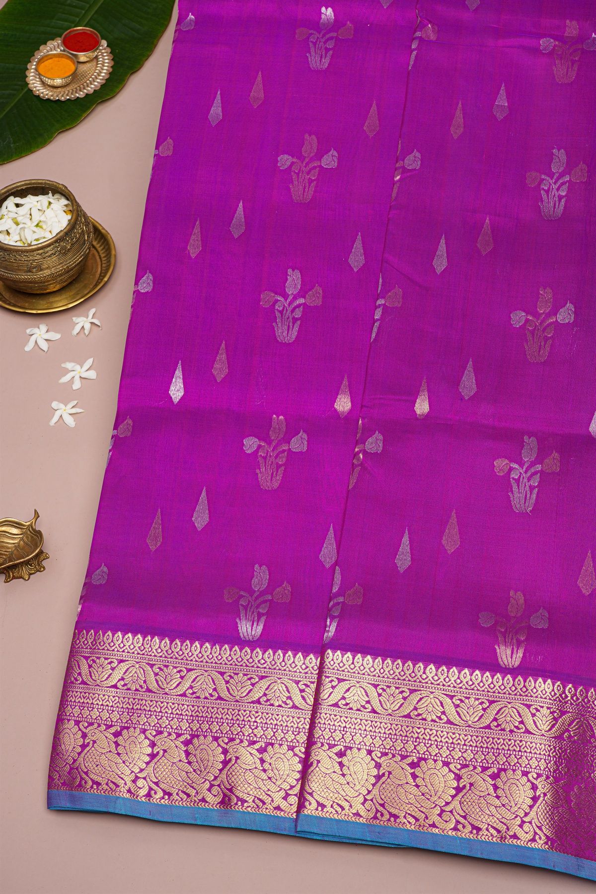 Venkatagiri Silk Purple Saree